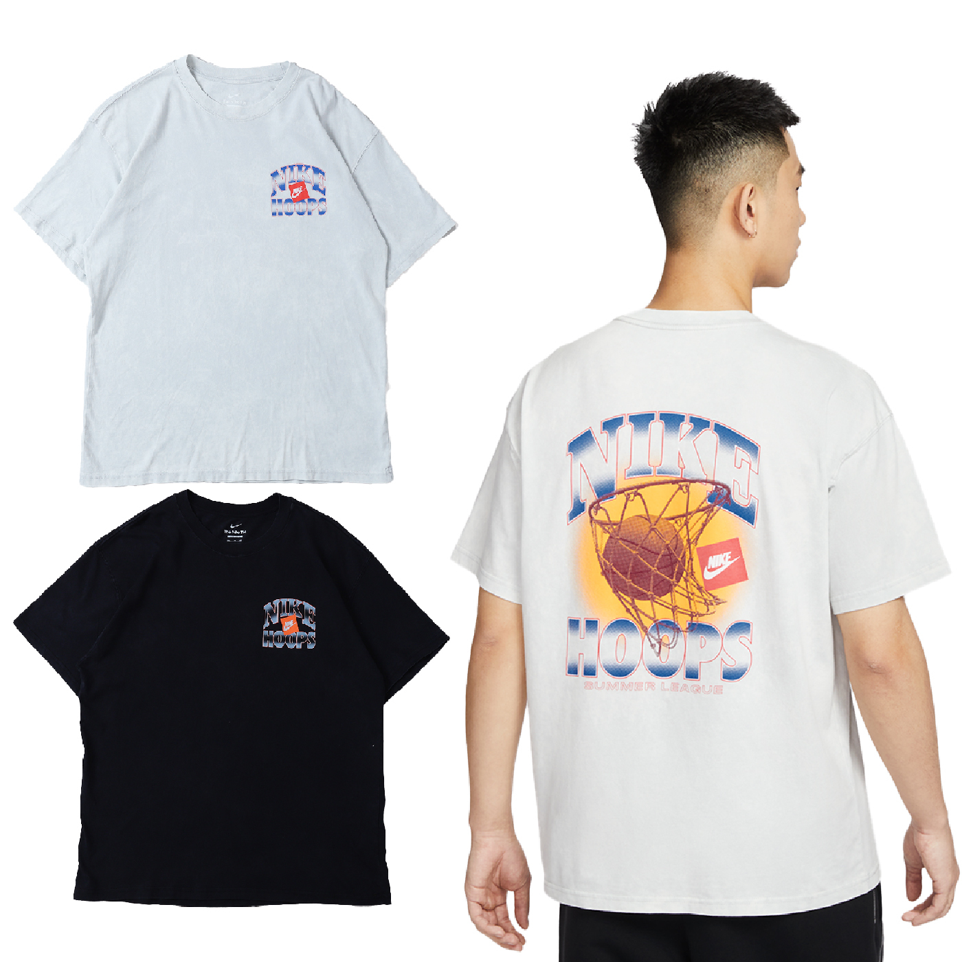 男款 NIKE NSW TEE 黑 白灰 水洗 印花 灌籃 籃球 運動 休閒 短T【HJ3437】