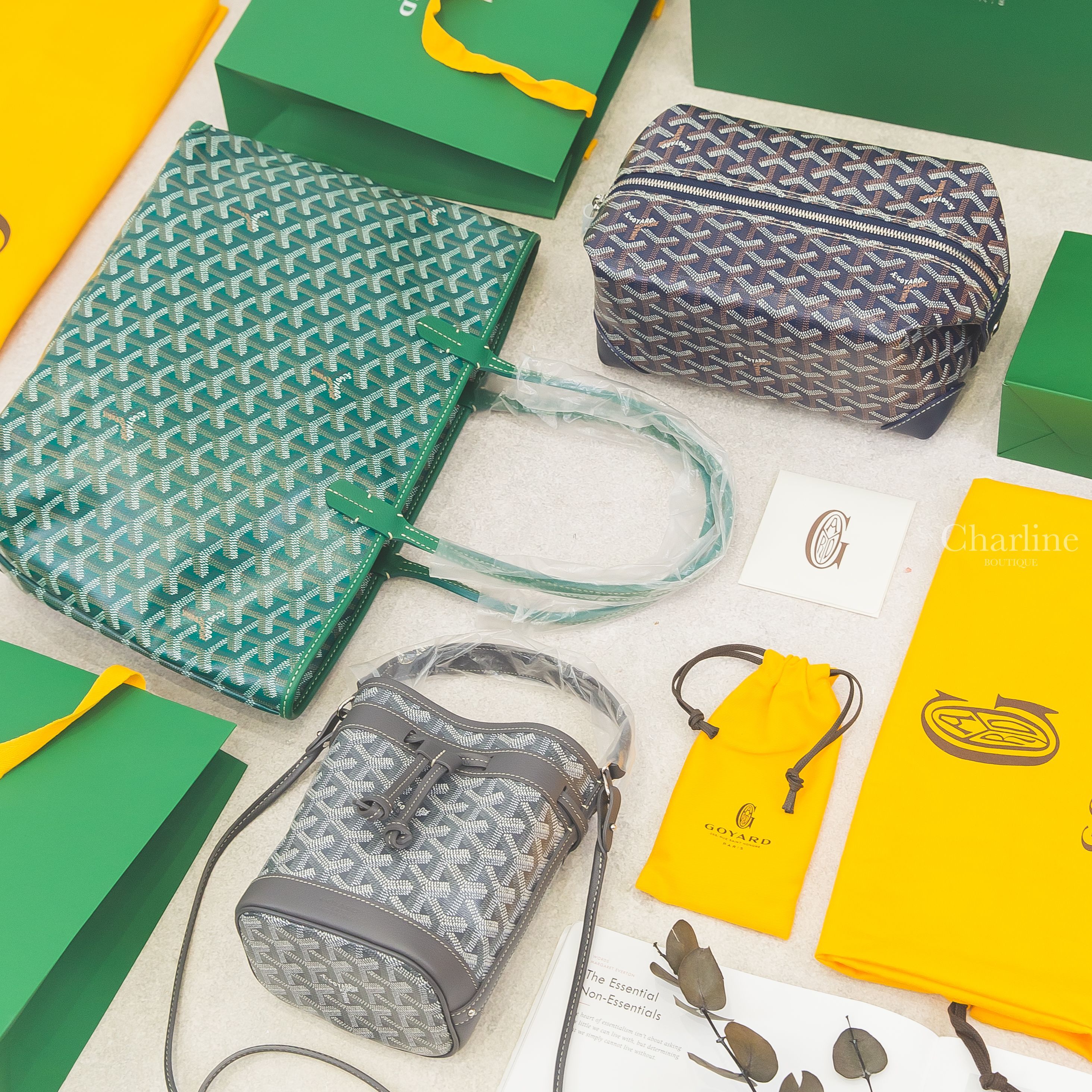 Goyard Petit Flot Mini Bucket 灰色水桶包,Goyard Artois PM 綠色拉鍊托特包-Charline Boutique 精品代購