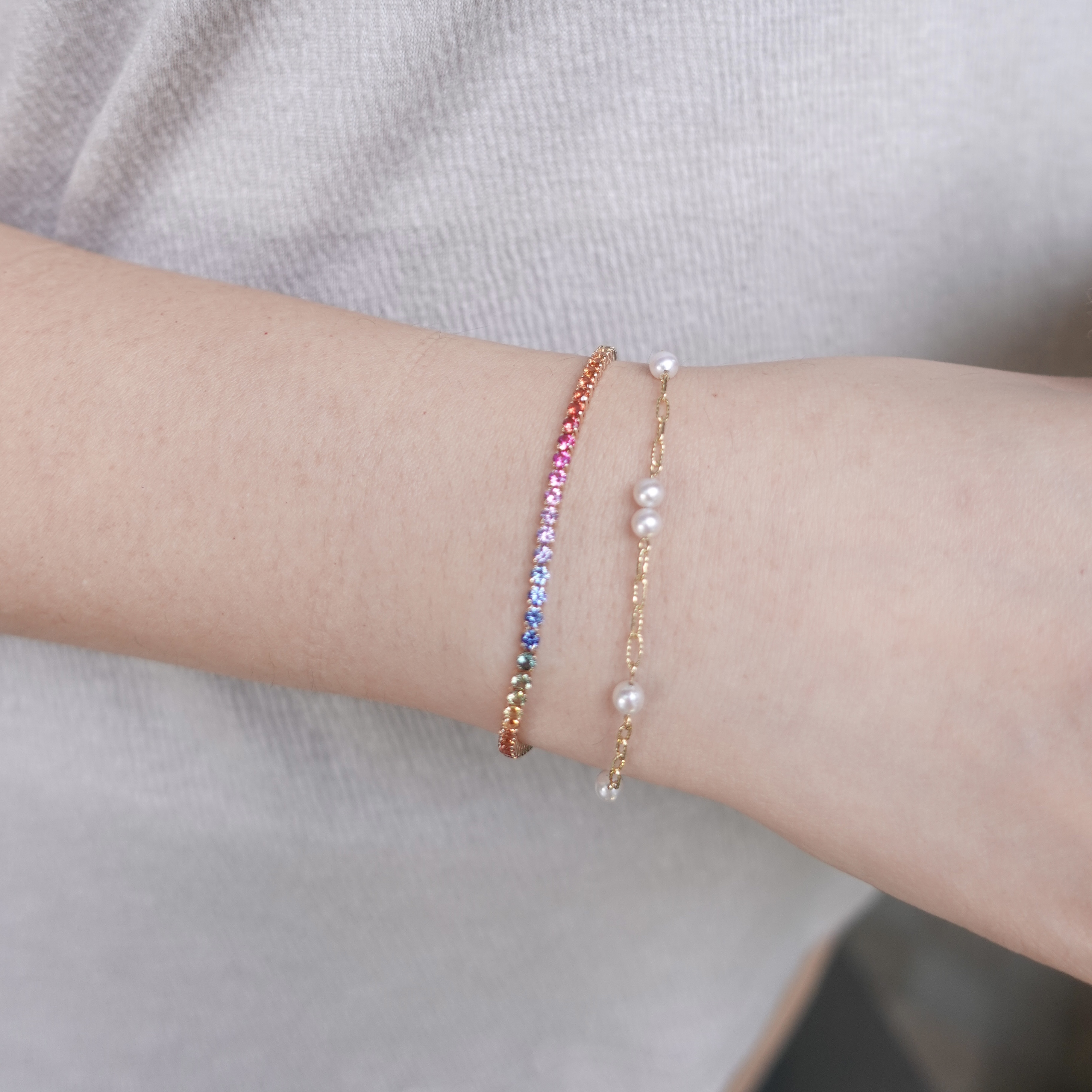 18K金混身彩虹藍寶石軟手鏈 (2.2mm)