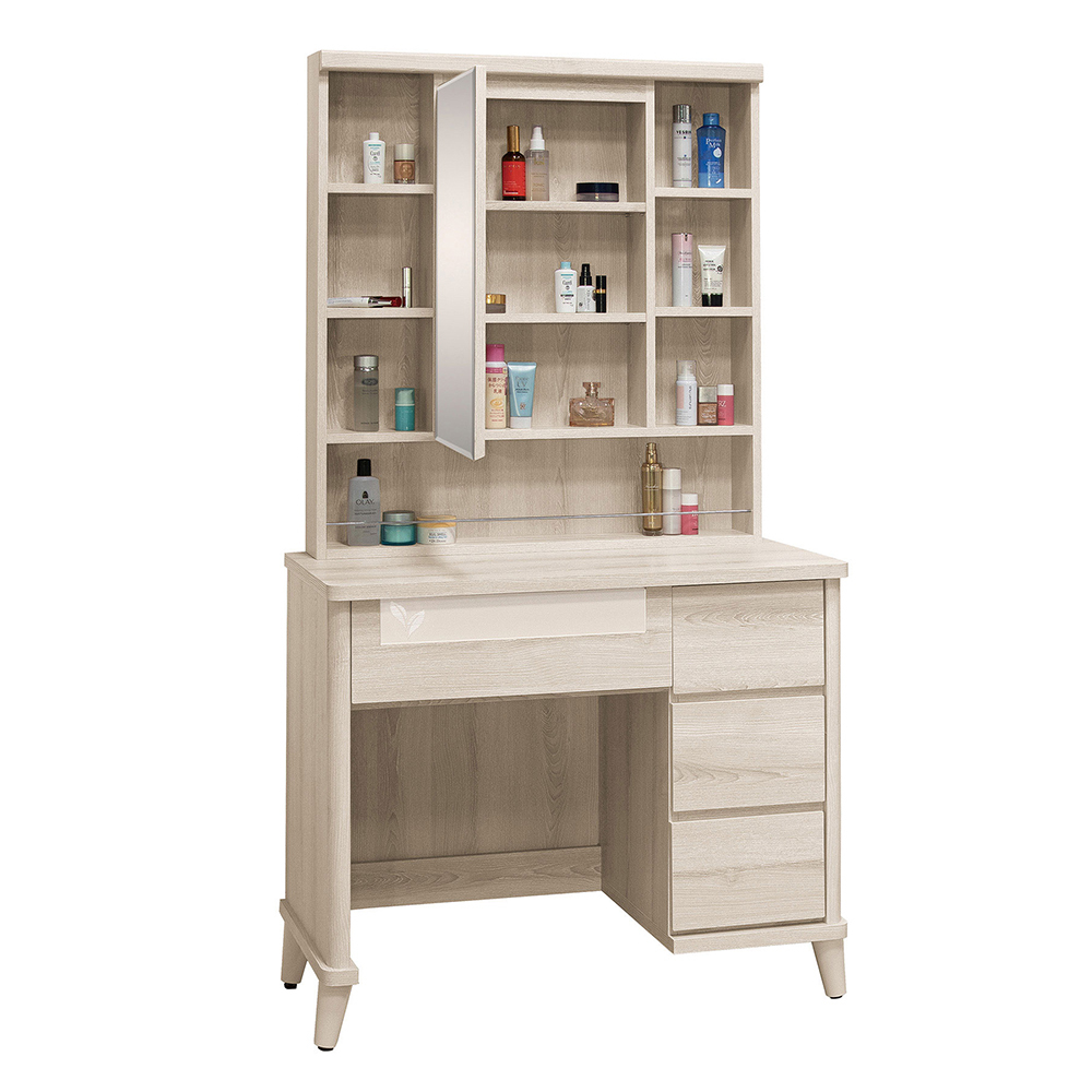 柏瑪3尺化妝桌/開門式鏡台/梳妝台(附耐磨皮革化妝椅)