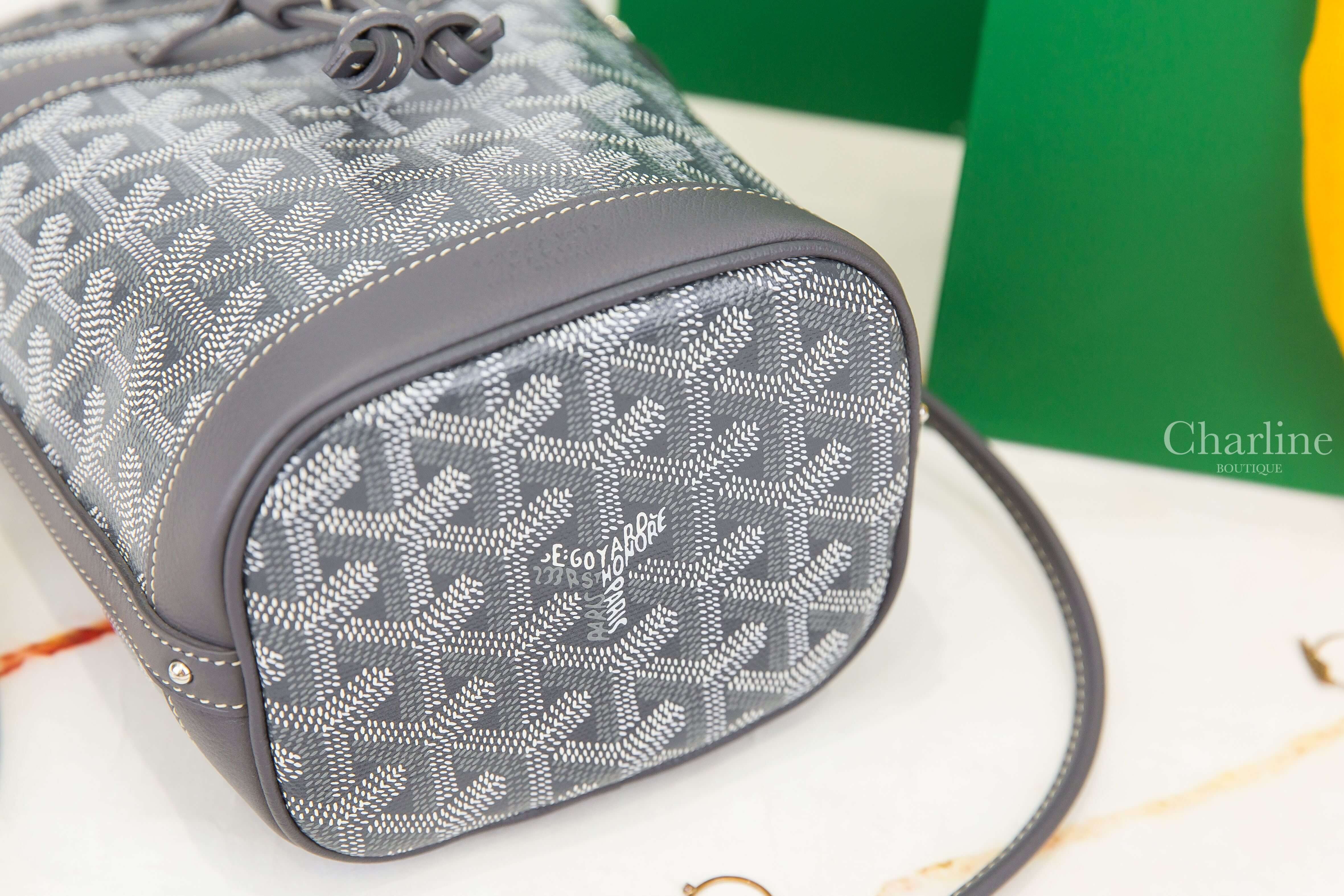 Goyard Petit Flot Mini Bucket Bag 灰色帆布小牛皮同色肩帶迷你水桶手提肩背包-Charline Boutique 精品代購