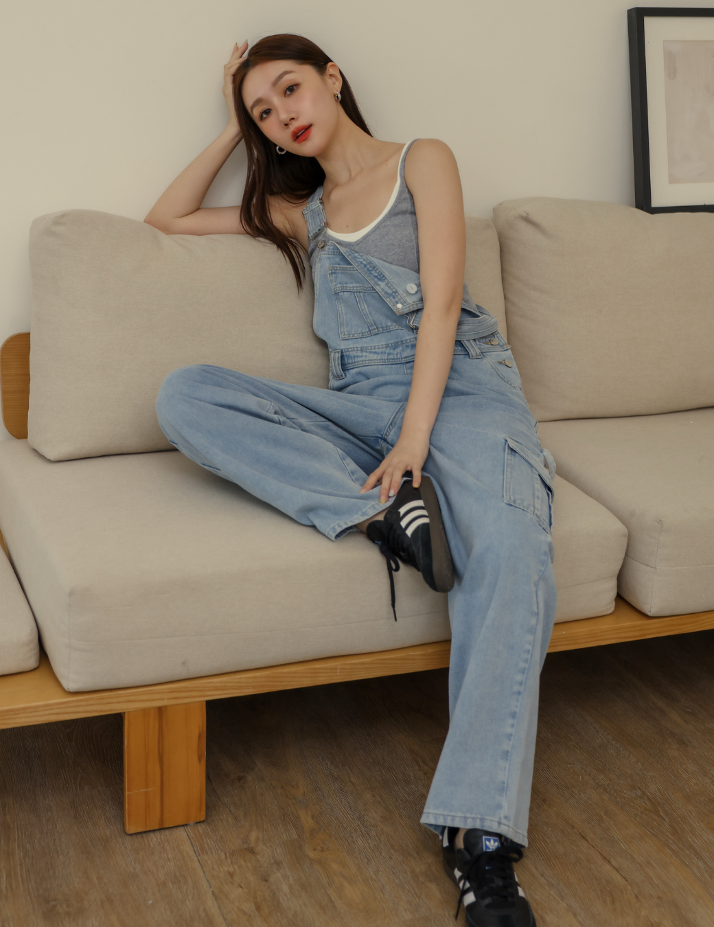 率性丹寧連身吊帶褲（3尺寸）