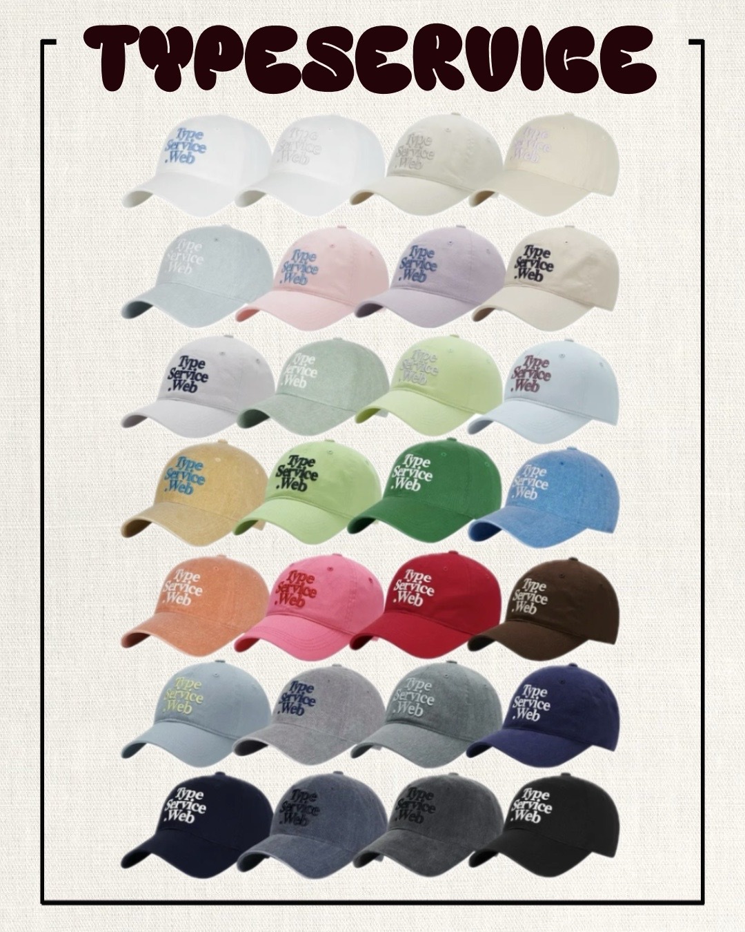 #韓國連線預購 Typeservice Web Cap 經典款素色 刺繡老帽 29色