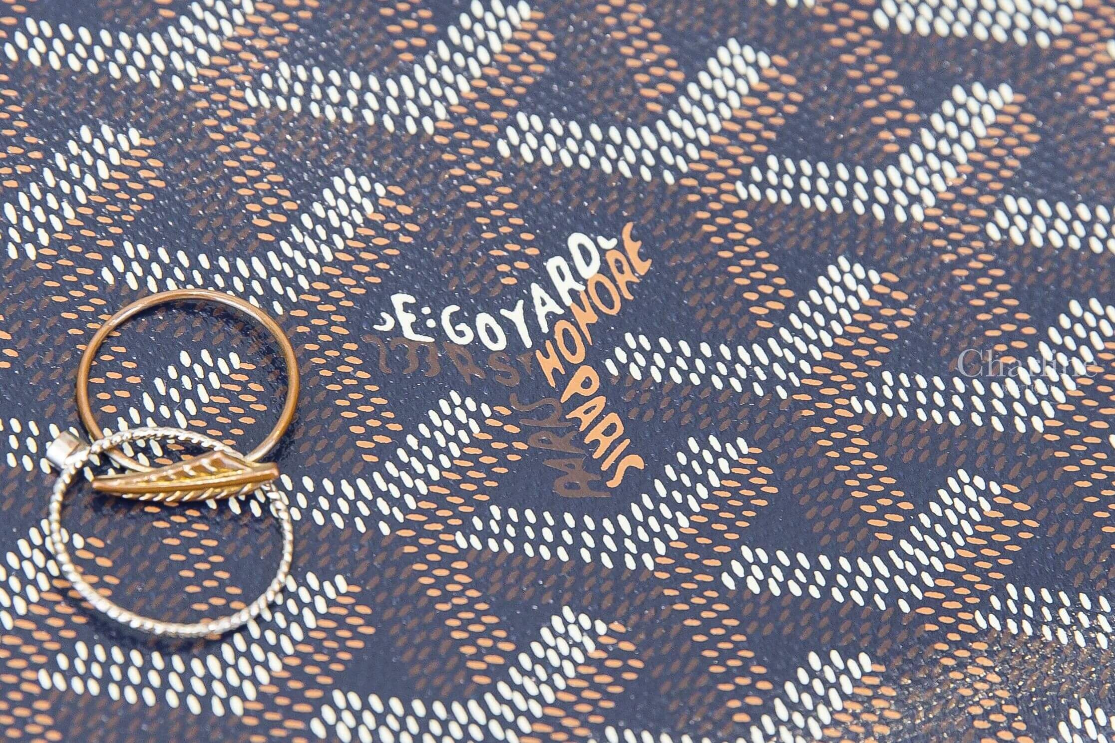 Goyard Bowling 25 Toiletry Bag 海軍藍帆布小牛皮黃色內裡拉鍊手拿盥洗包