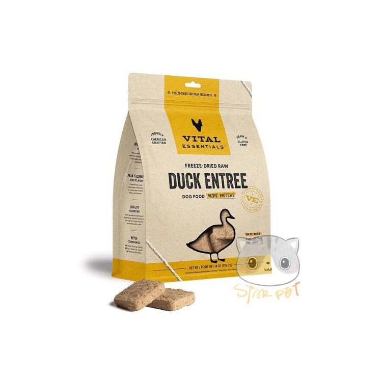 【Best Before 2026/01/07】Vital Essentials Freeze-Dried Mini Patties - Duck 396.9g (14oz)