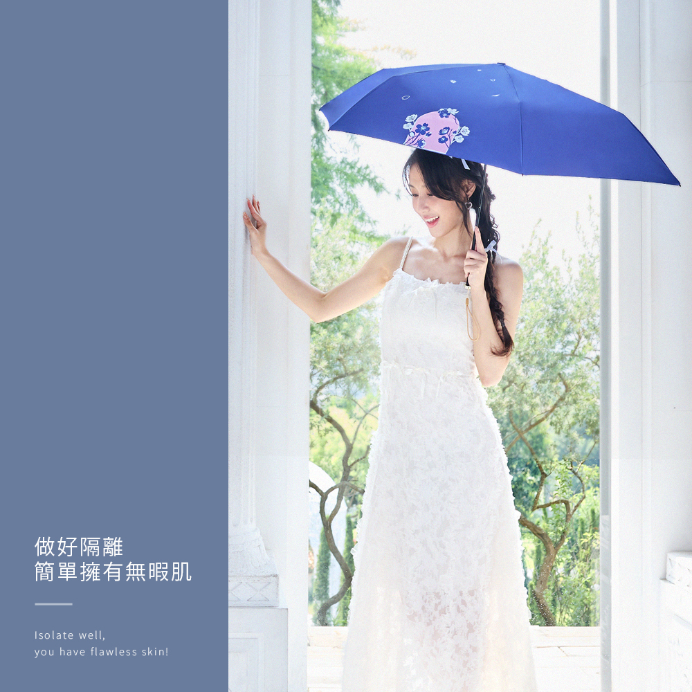 環保紗降溫10℃扁摺疊傘_優美 多功能涼感防曬降溫10℃傘,使用再生環保技術 RPET umbrella 100%寶特瓶再製傘布 「追求產品優化同時，注重履行企業社會責任」