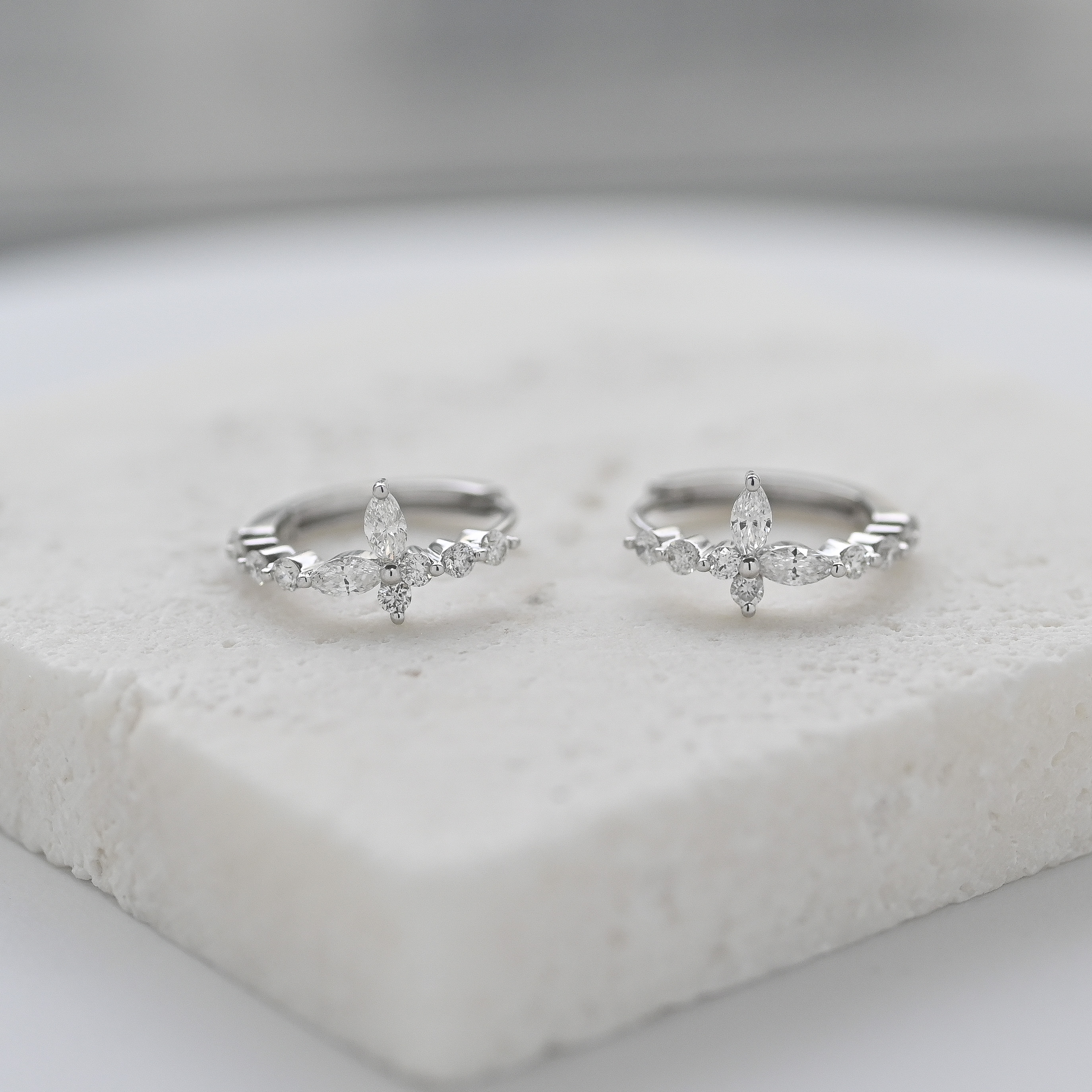 18K Butterfly hoop Diamond Earring