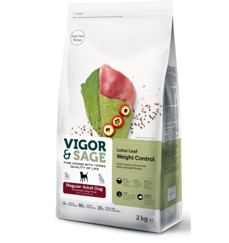 Vigor & Sage 荷葉控制體重成犬糧 2KG