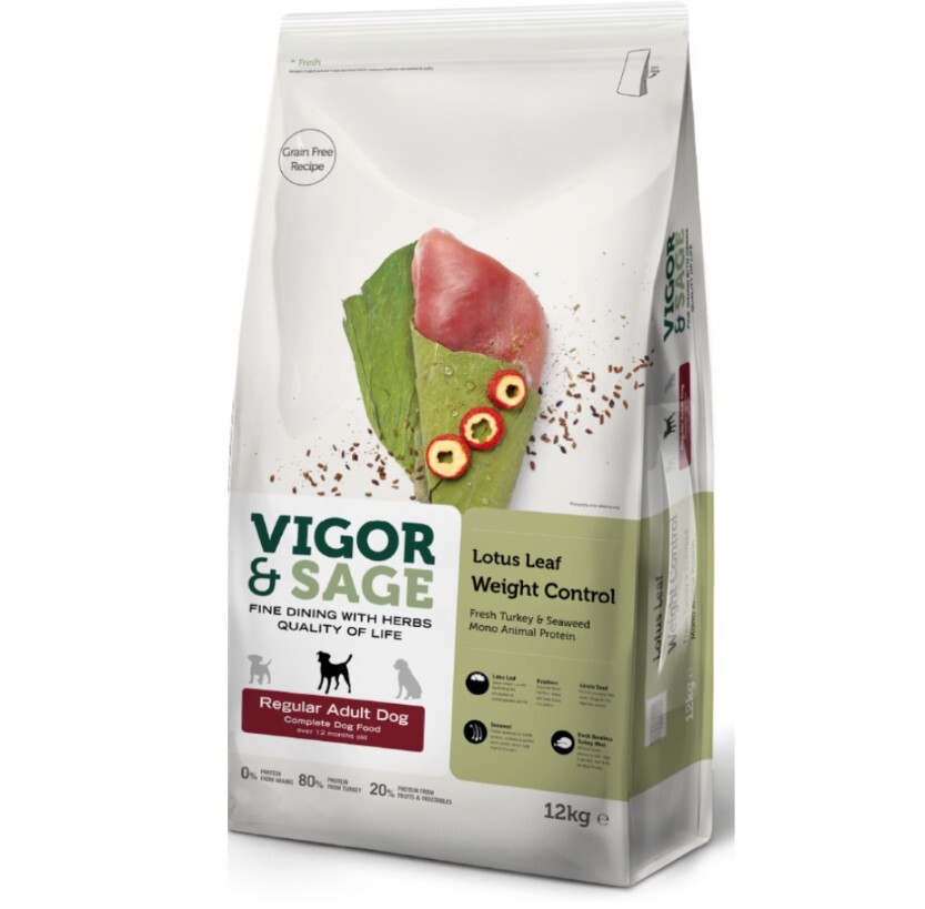 Vigor & Sage 荷葉控制體重成犬糧 12KG