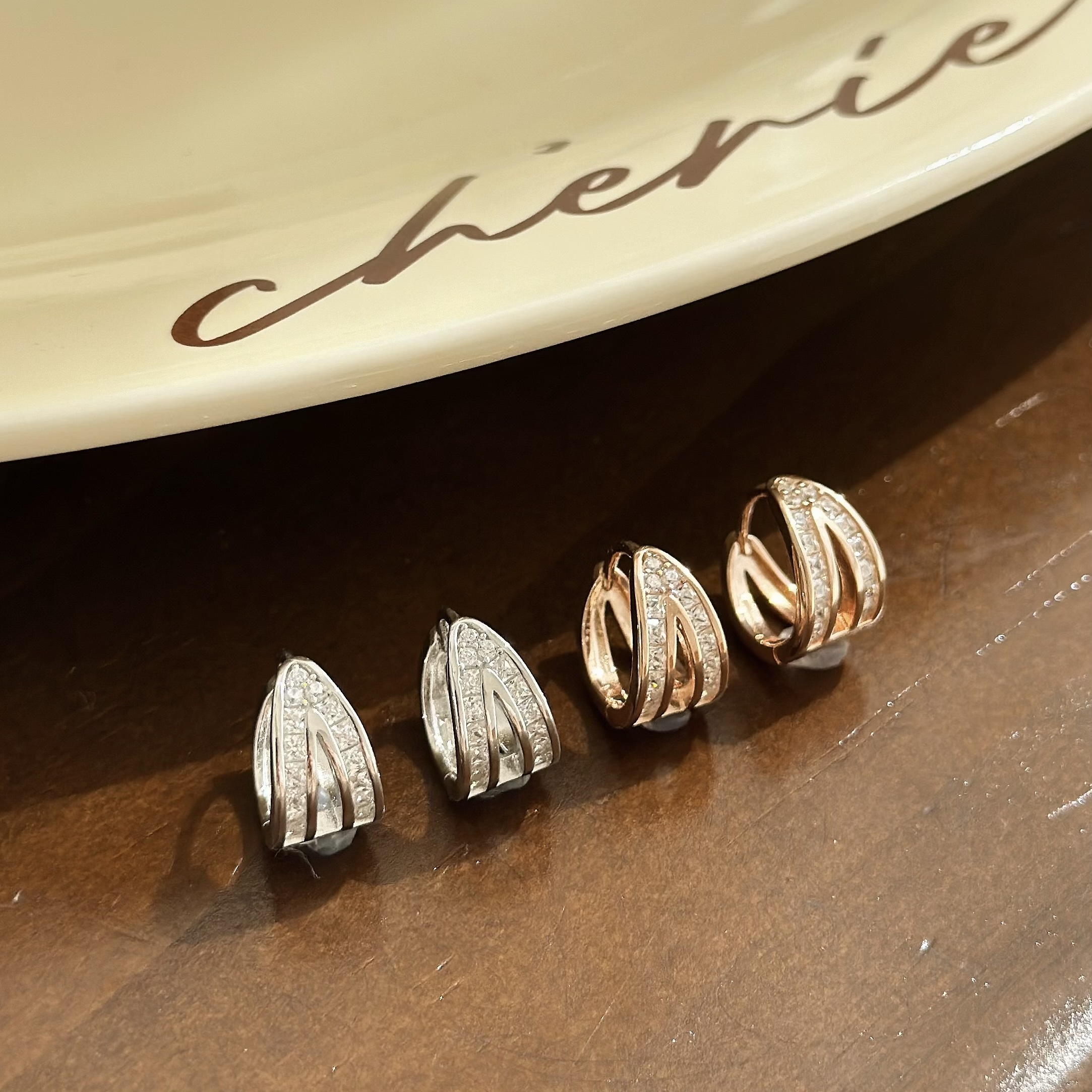 F74【輕奢】鋯石雙邊純銀易扣