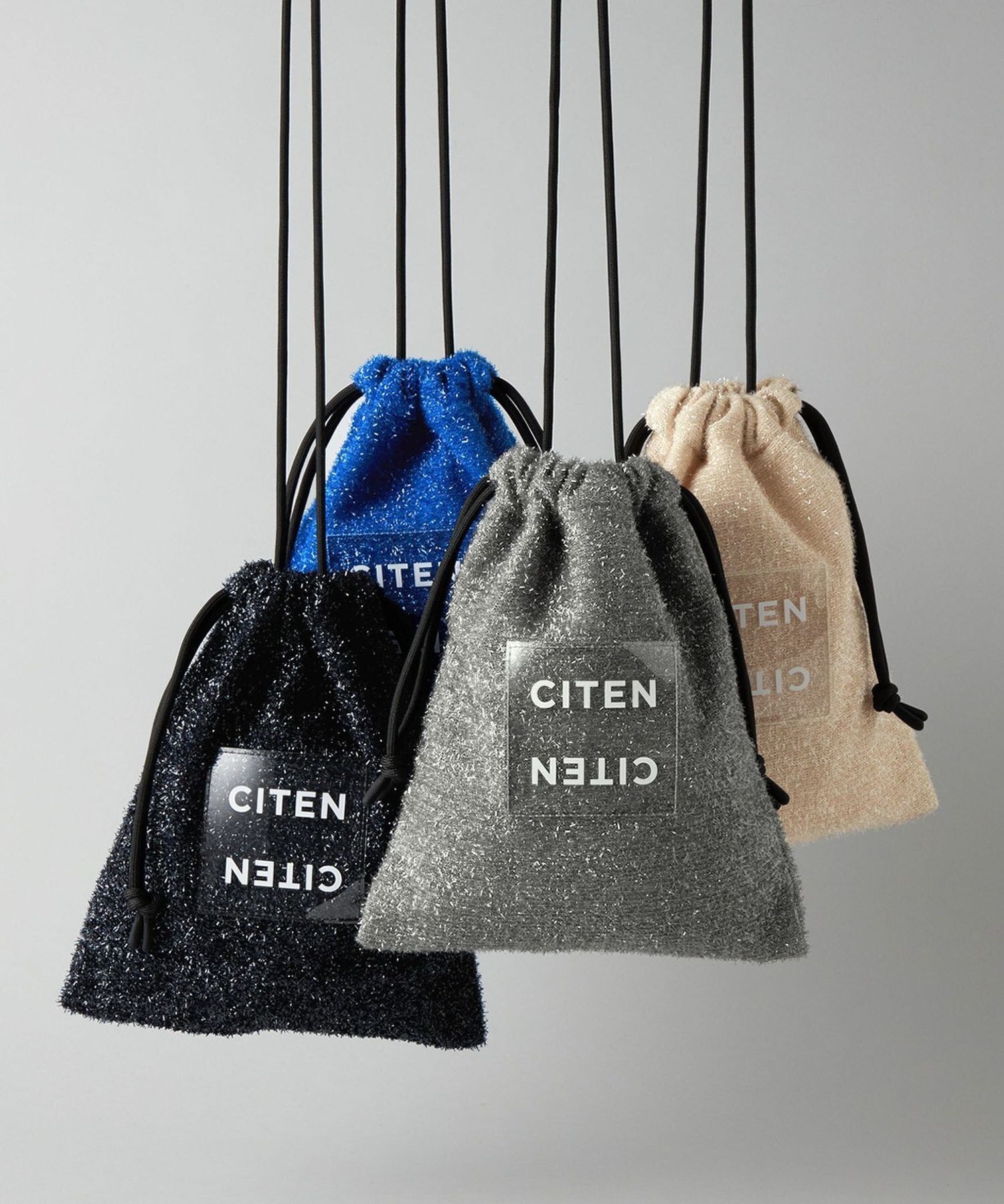 預購┃日本 CITEN 金蔥 針織 透明 LOGO 束口 肩背包