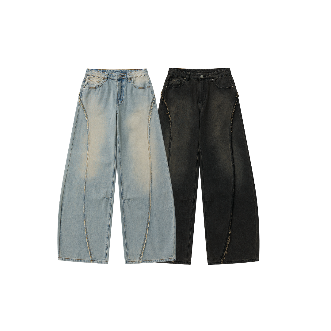 Sense Twist Seam Baggy Denim Jeans 寬鬆彎刀丹寧牛仔褲 2色
