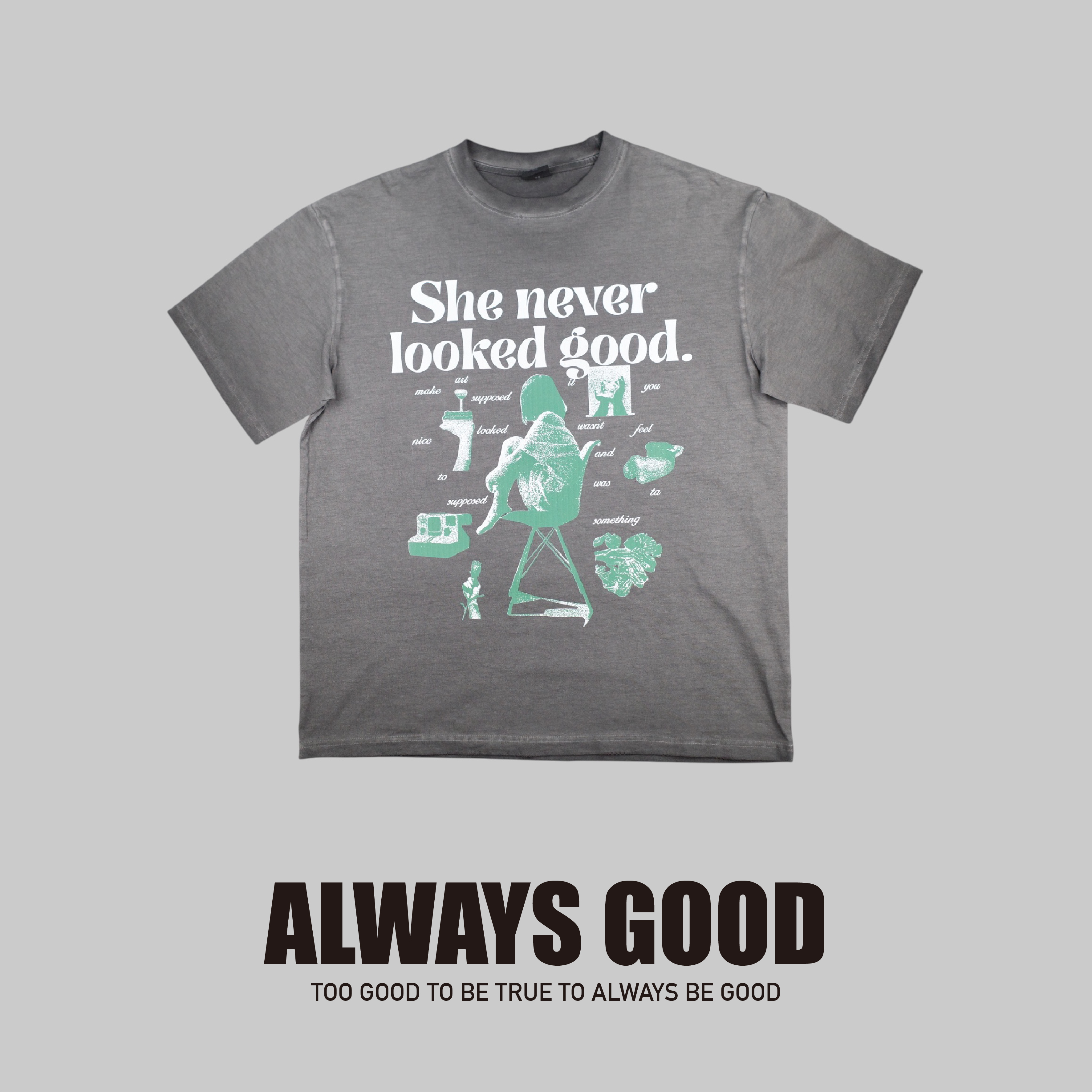 『Always_Good』水洗 噴染 印花 短T