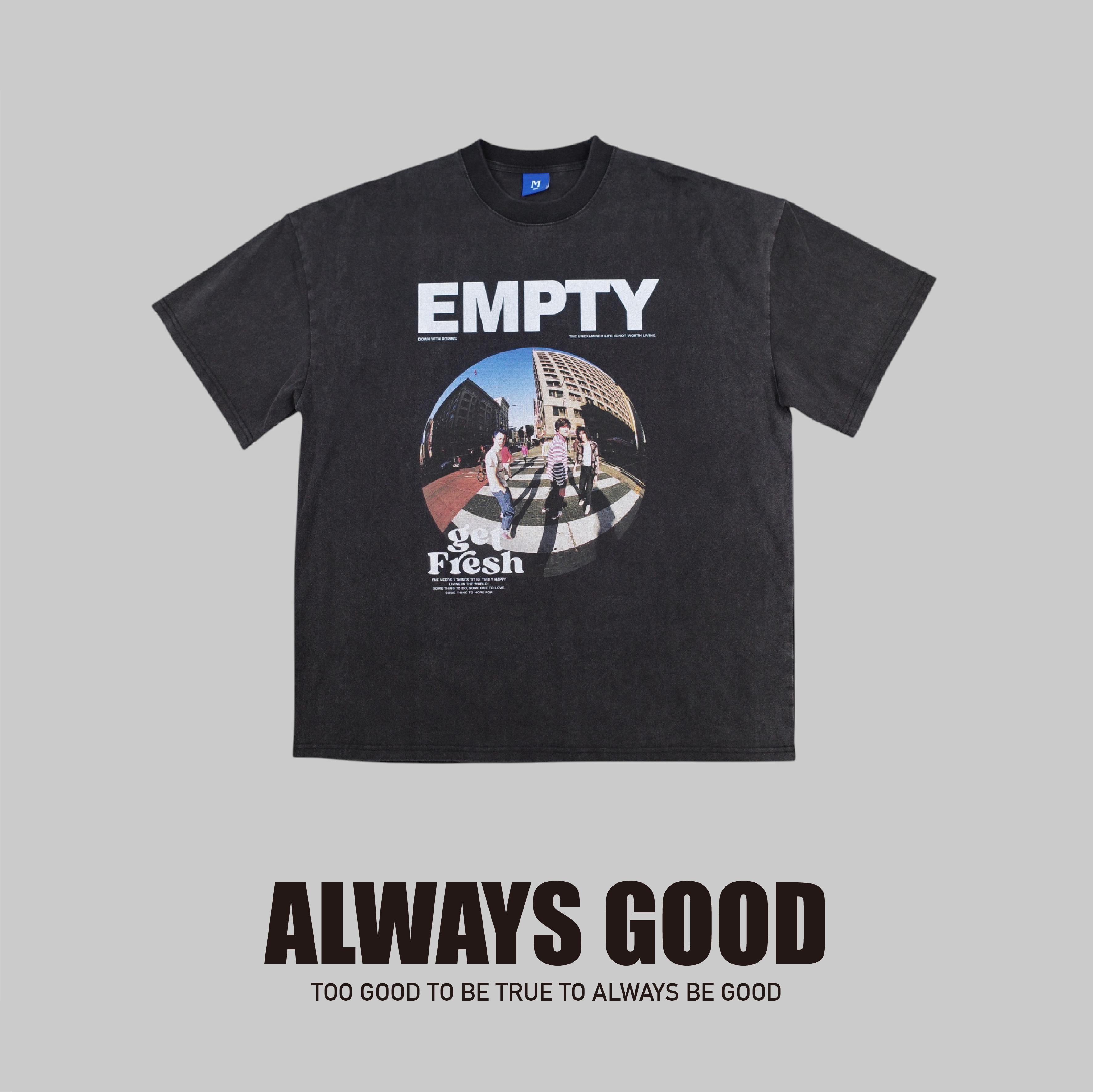 『Always_Good』魚眼鏡頭 街景 水洗 印花 短T