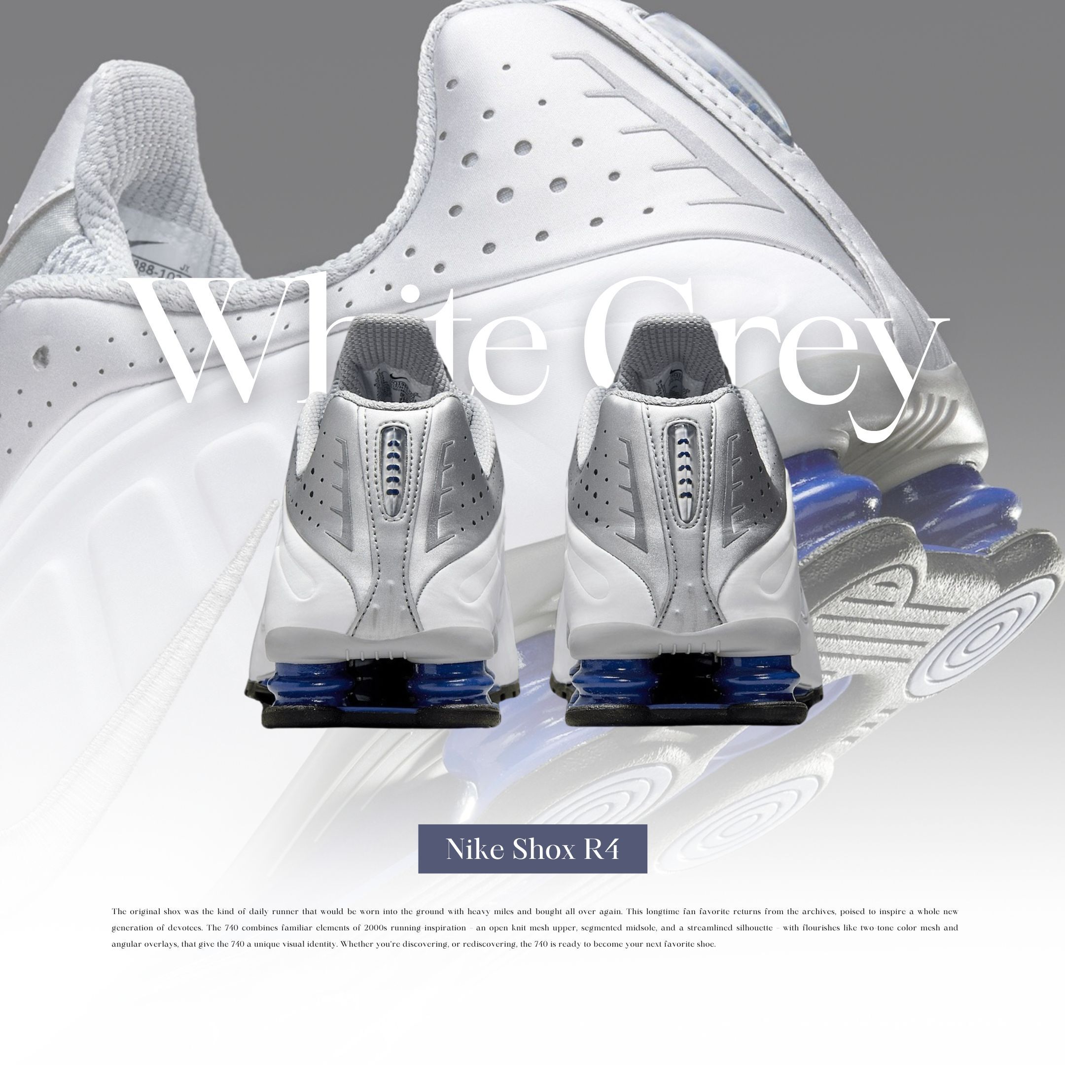 NICEDAY 代購 Nike Shox R4 白銀 銀白 復古 彈簧鞋 氣墊 深藍 科技 未來感 HQ1988-102