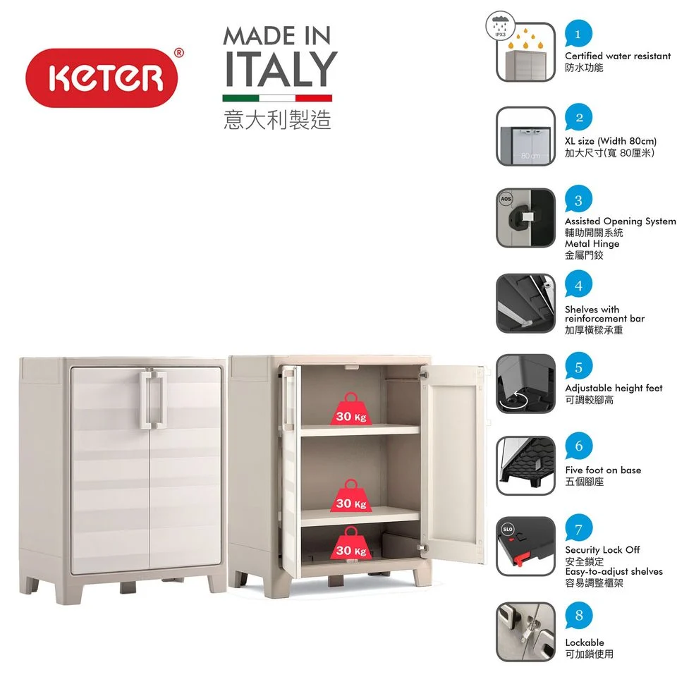 KETER Gulliver 雙門矮櫃｜意大利製造｜露台儲物｜車庫儲物｜雜物儲存｜IPX3