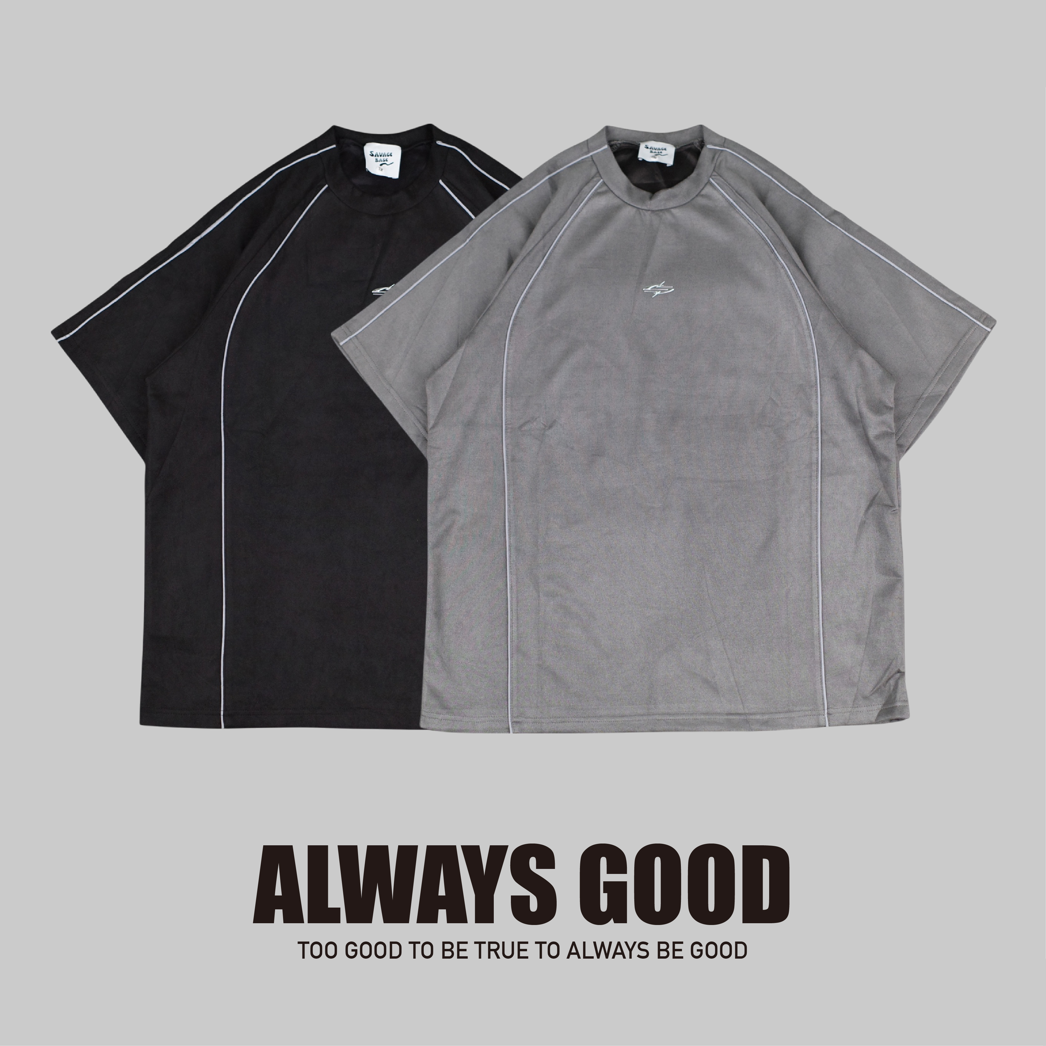『Always_Good』金屬標 反光 解構 抗皺 落肩 短T