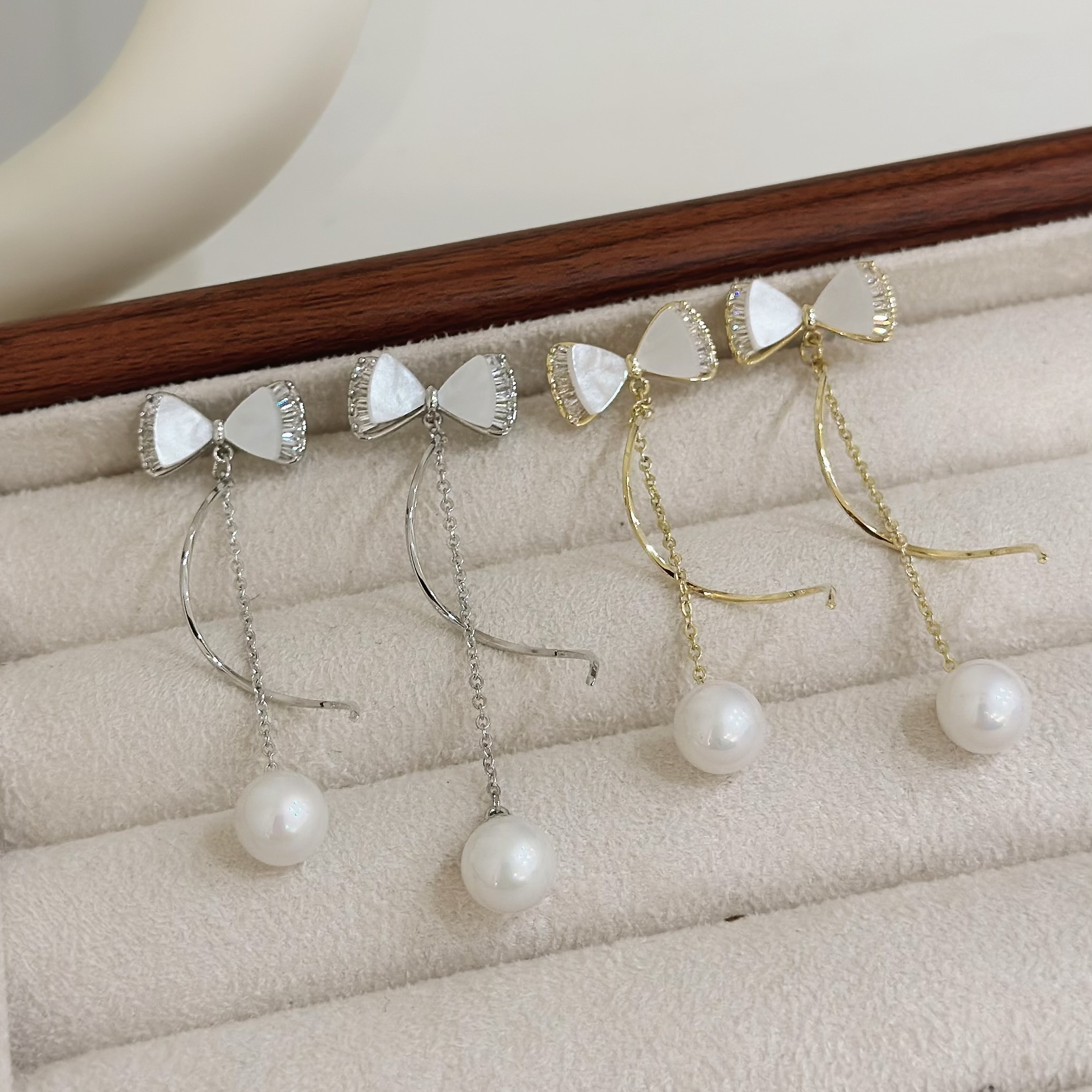 B430鋯石貝殼蝴蝶結波浪垂吊