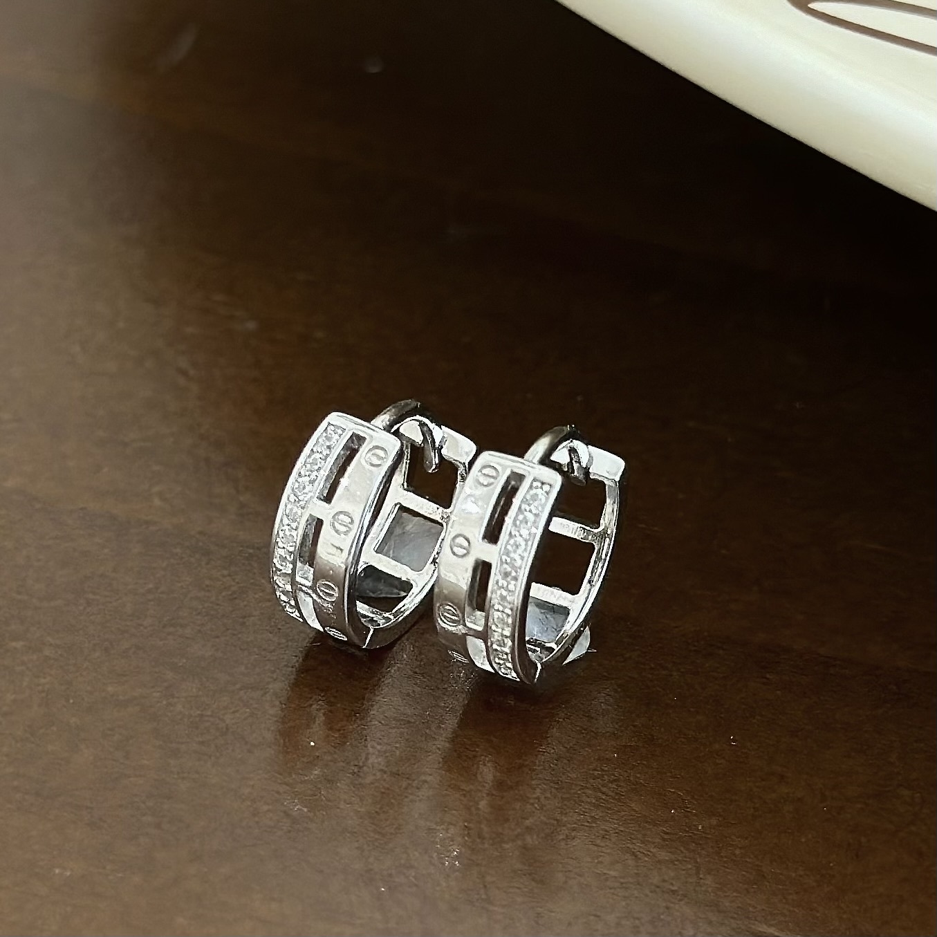 F69【輕奢】一字排鑽雙層純銀易扣