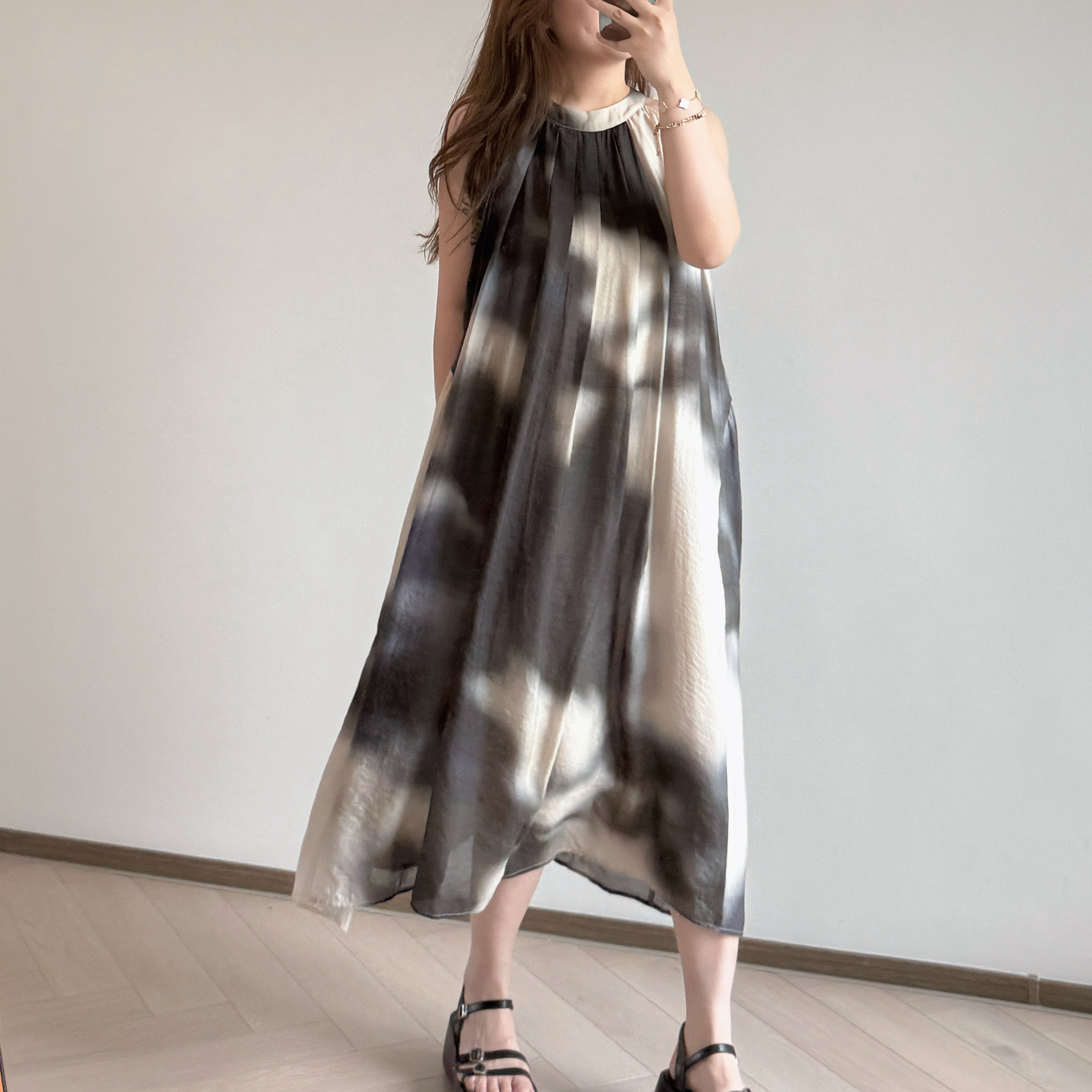 現貨  7221 天絲薄紗垂墜感長裙