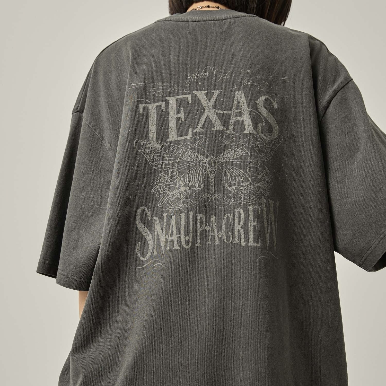 SNAP CLUB 美式復古風 背後大圖 短袖 上衣 春夏服飾