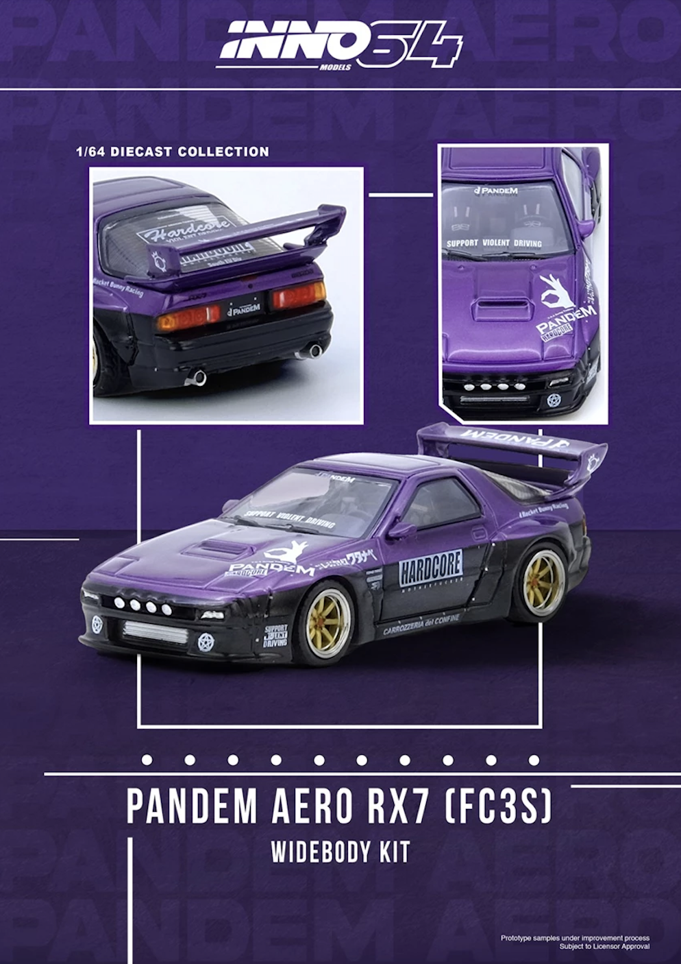 【預訂】INNO64 Mazda RX7 (FC3S) "Pandem Rocket Bunny" Purple