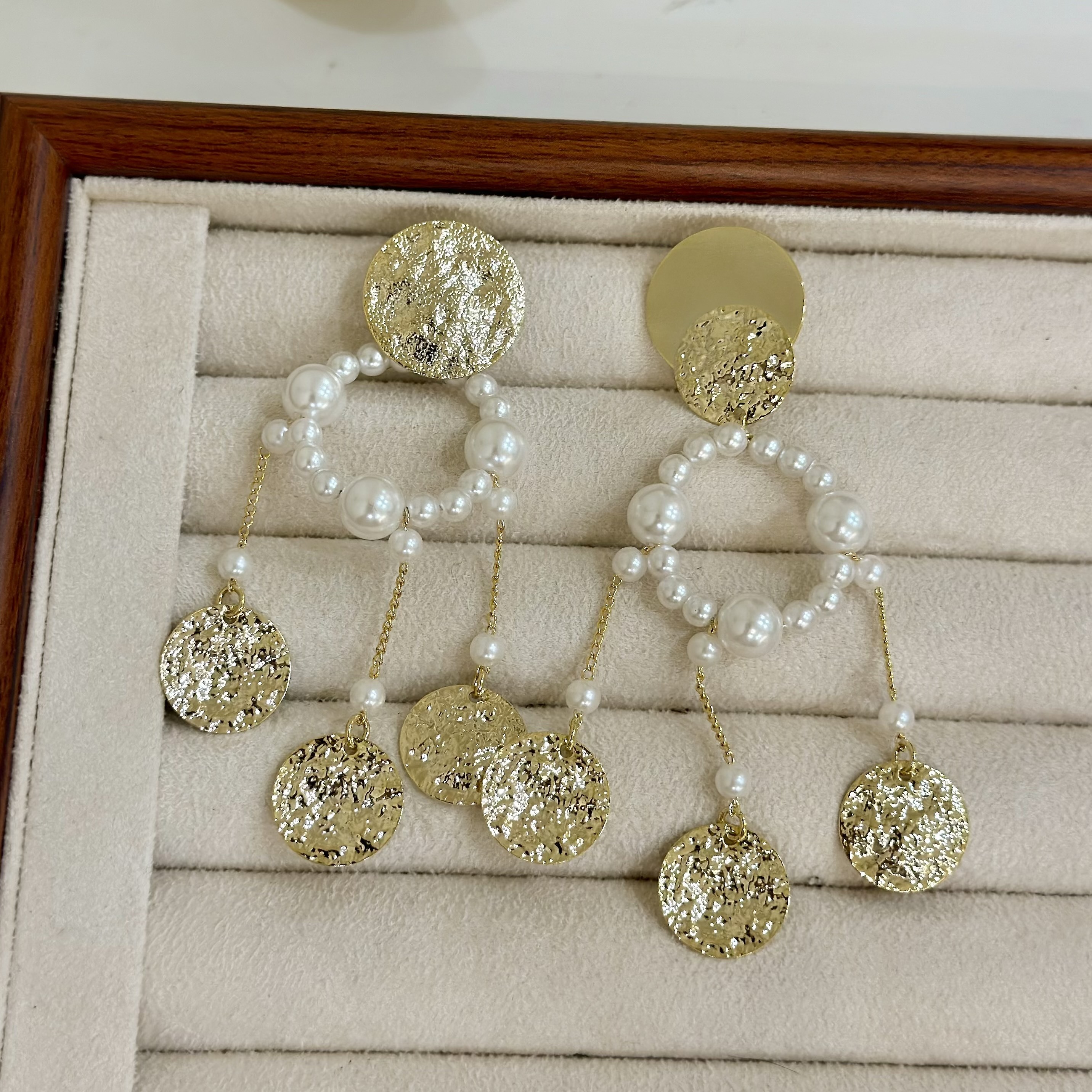 B446溶岩圓片珍珠圈垂吊