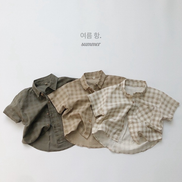 夏季輕薄休閒格紋上衣