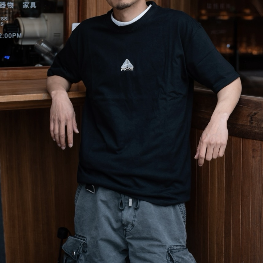 Nike AS NRG ACG SS Tee LBR Lungs 黑色 刺繡小LOGO 重磅 寬版 圓領 短袖 上衣