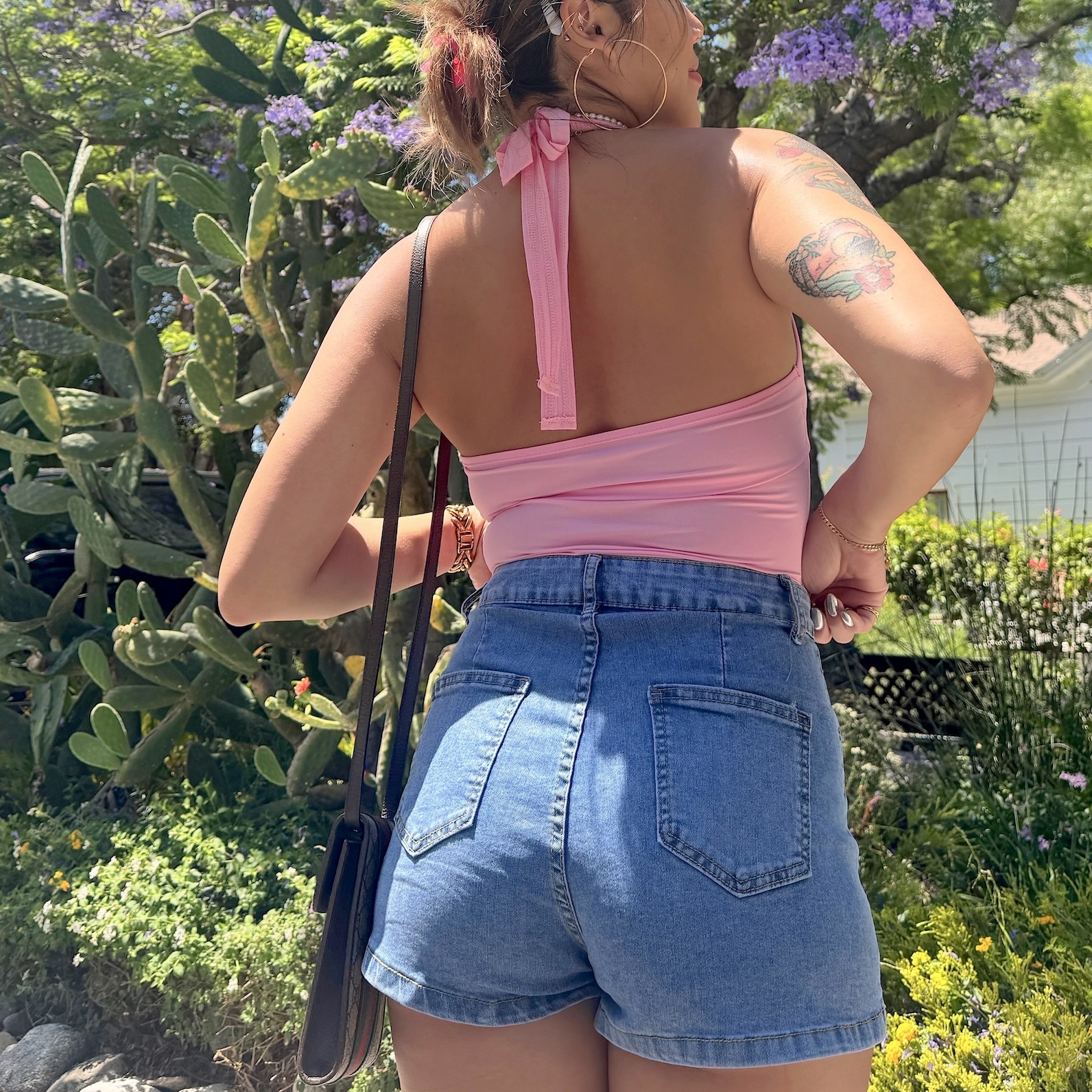 美式高腰復古牛仔短褲(2色)