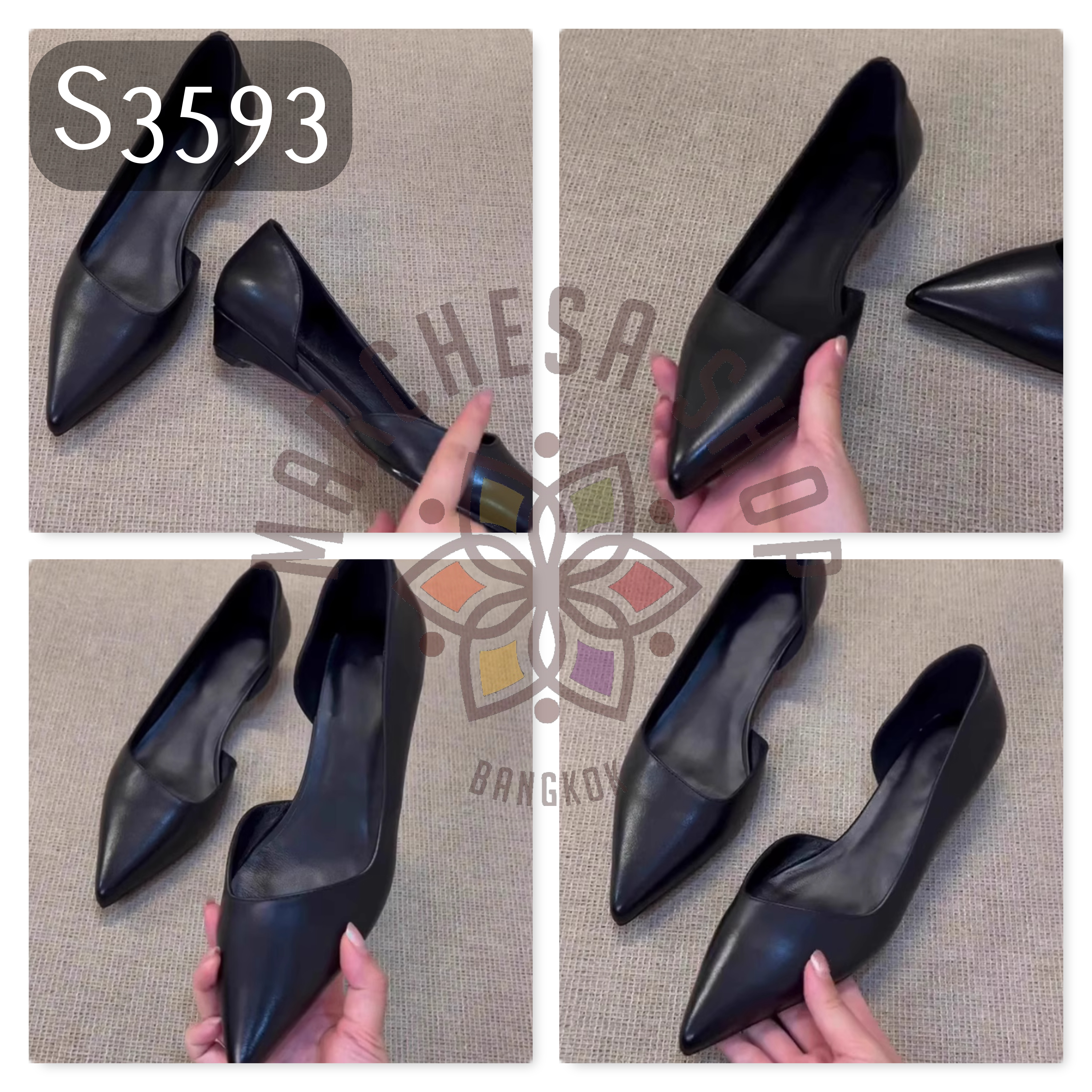 S3593 - 頭層羊皮簡約鈄口側空高踭鞋