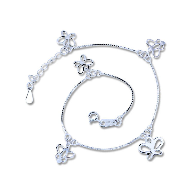 925純銀「蝶舞」腳鍊(22公分+2公分延長鍊)-NNSNF0015