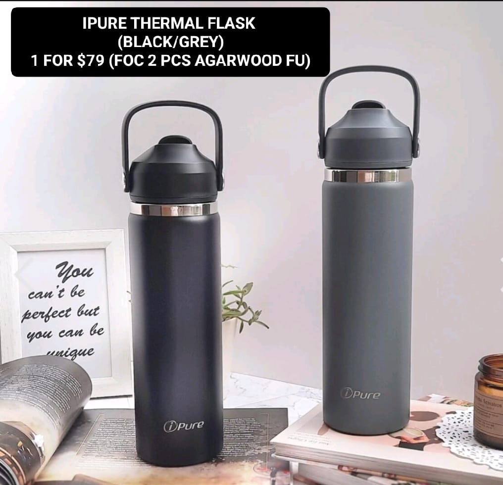 (1) IPURE THERMAL FLASK -GREY + (2) AGARWOOD FU