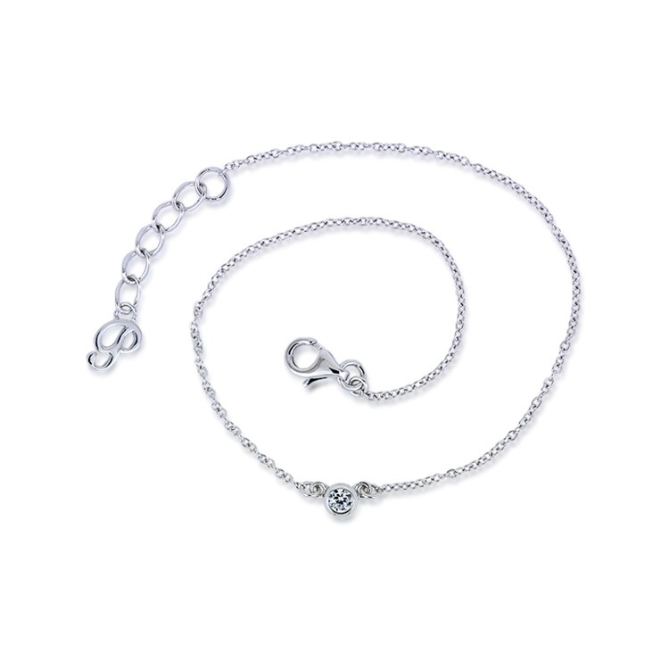 925純銀「Focus 焦點」晶鑽腳鍊(22公分+3公分延長鍊)-SDF0001