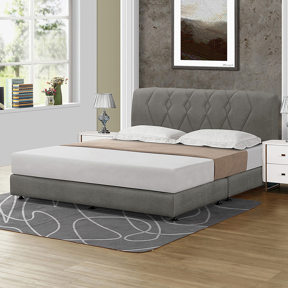 薩德6尺雙人加大灰色貓抓皮革床組(床頭片+床底-不含床墊)