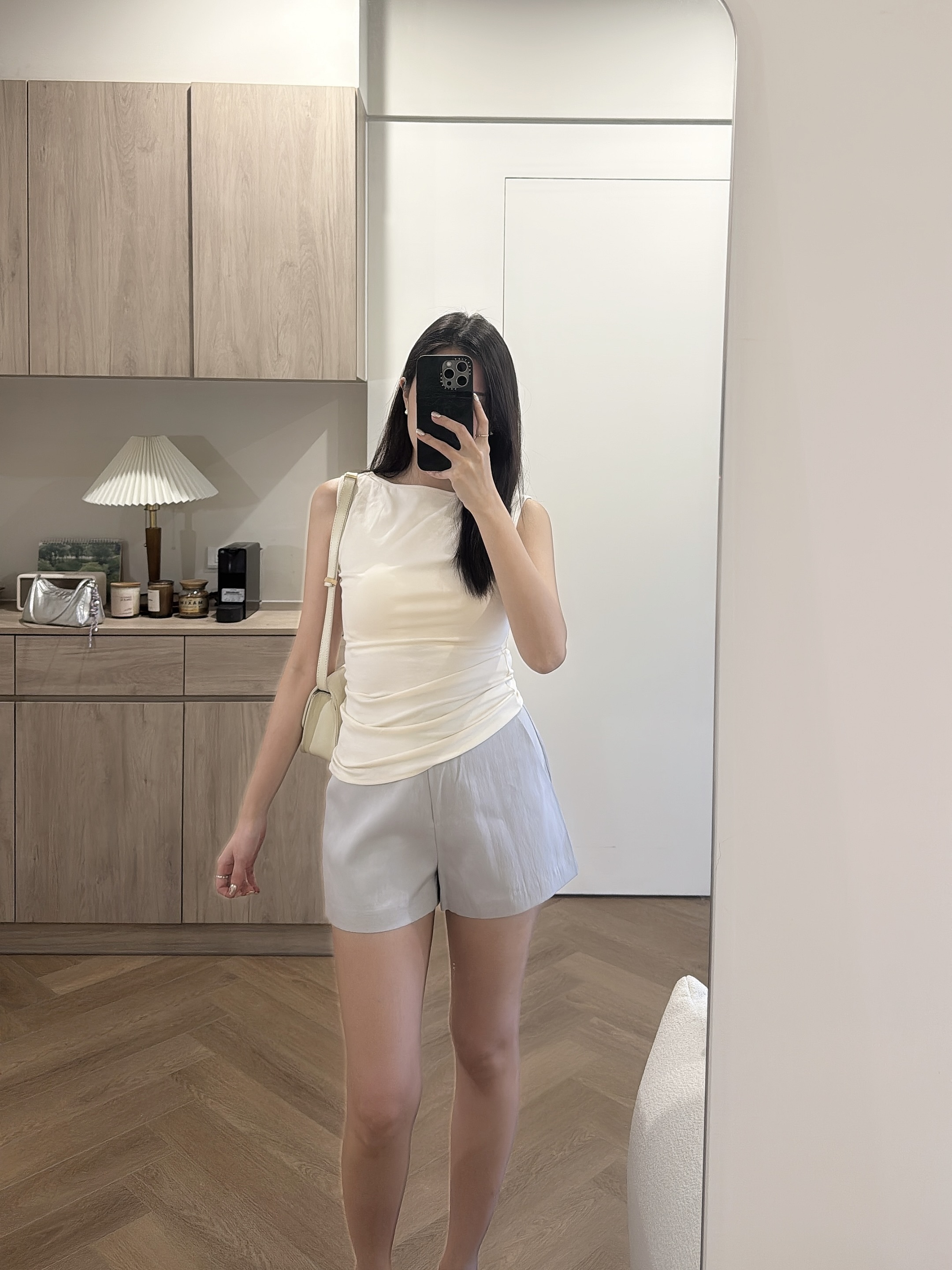 K38 側抽皺平領上衣 (黑/米白/正白)