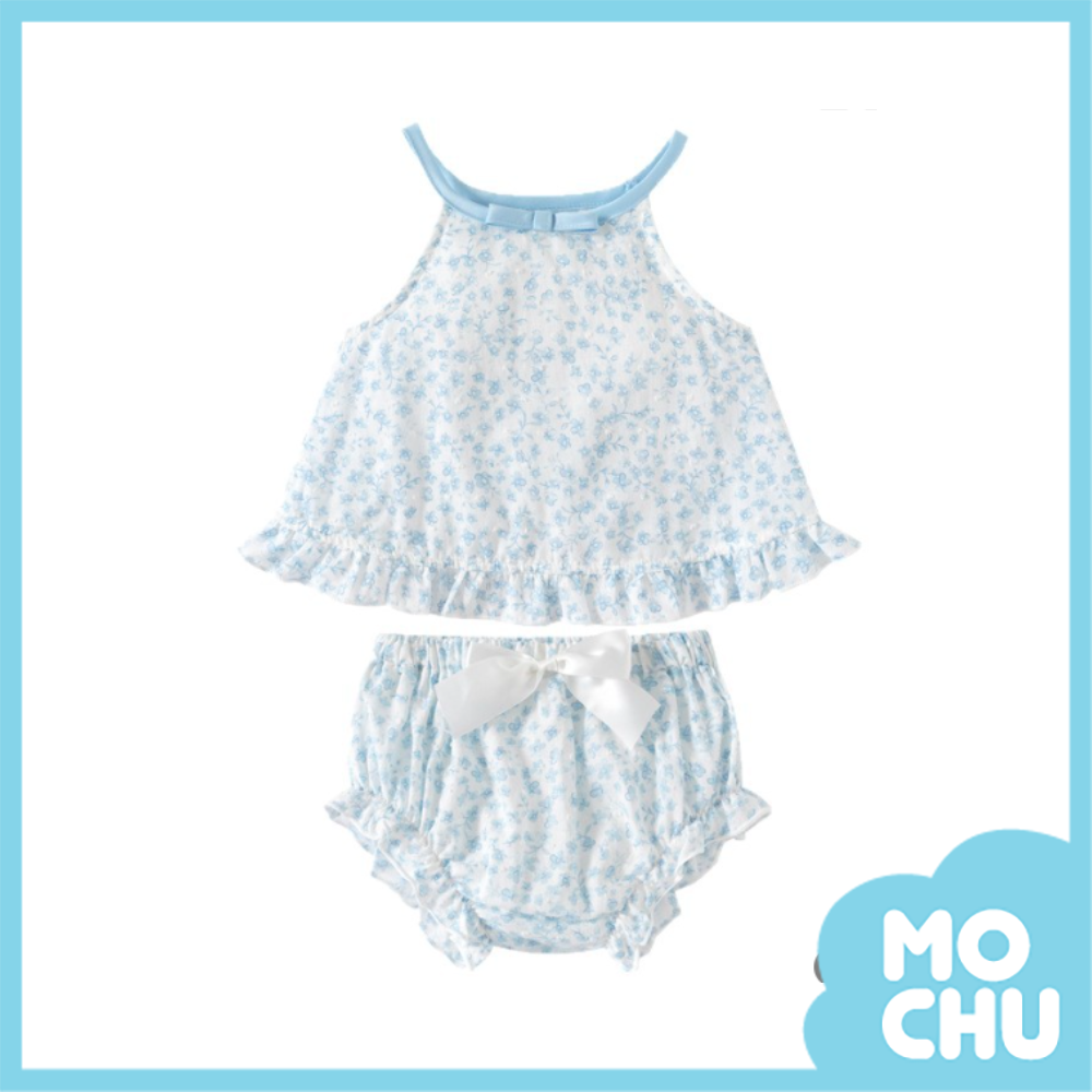 細肩帶碎花包屁套裝