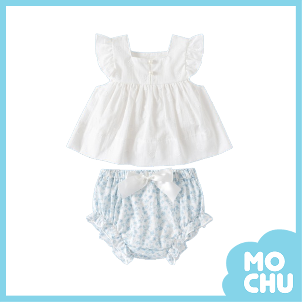 方領珍珠釦包屁套裝