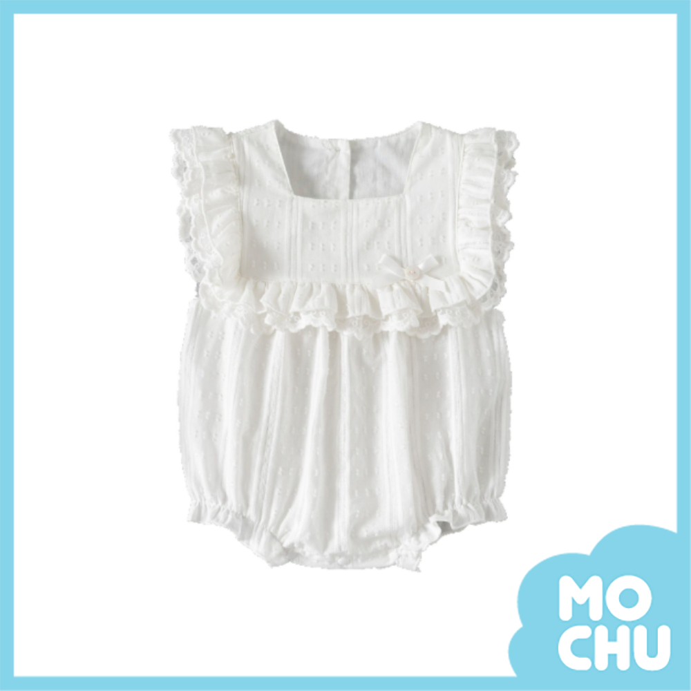 點點紗滾邊方領包屁衣