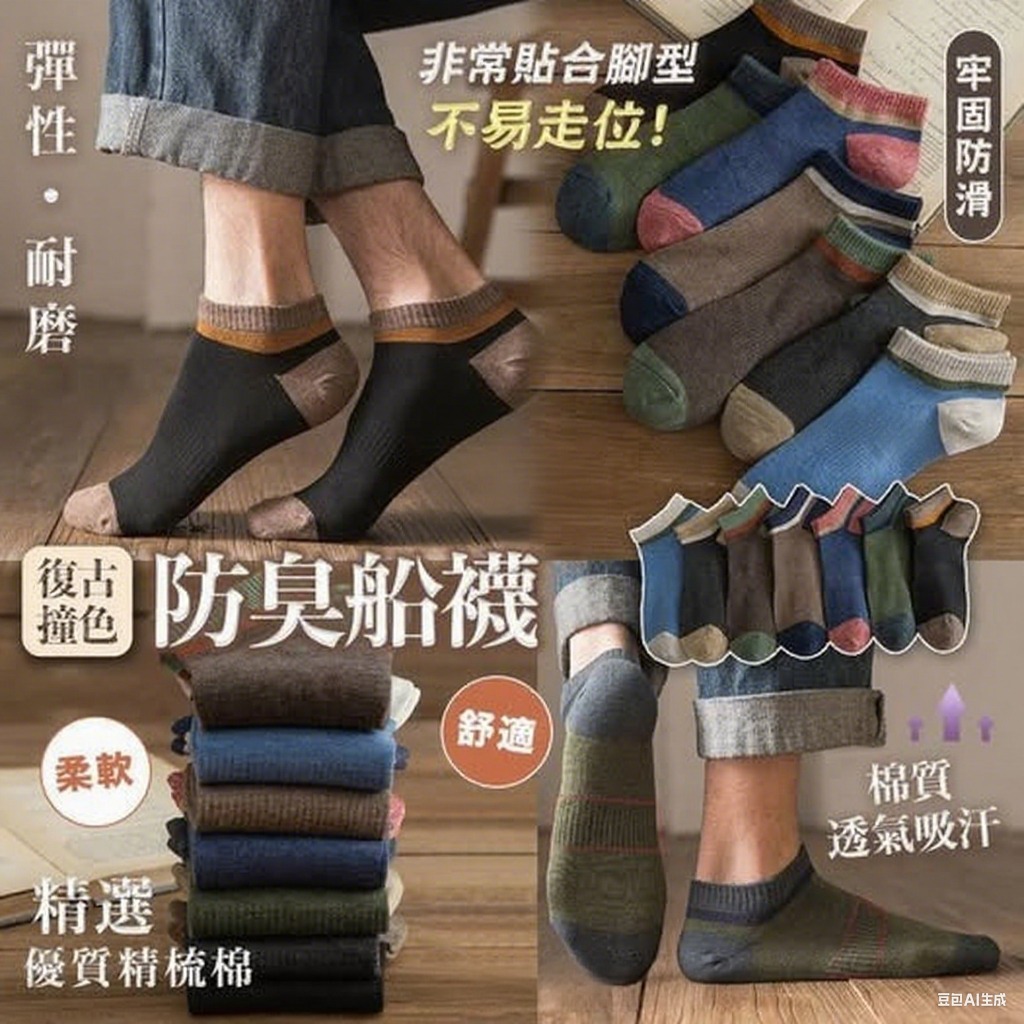 (1套10對)復古撞色防臭船襪Z75 (7至14日寄出)