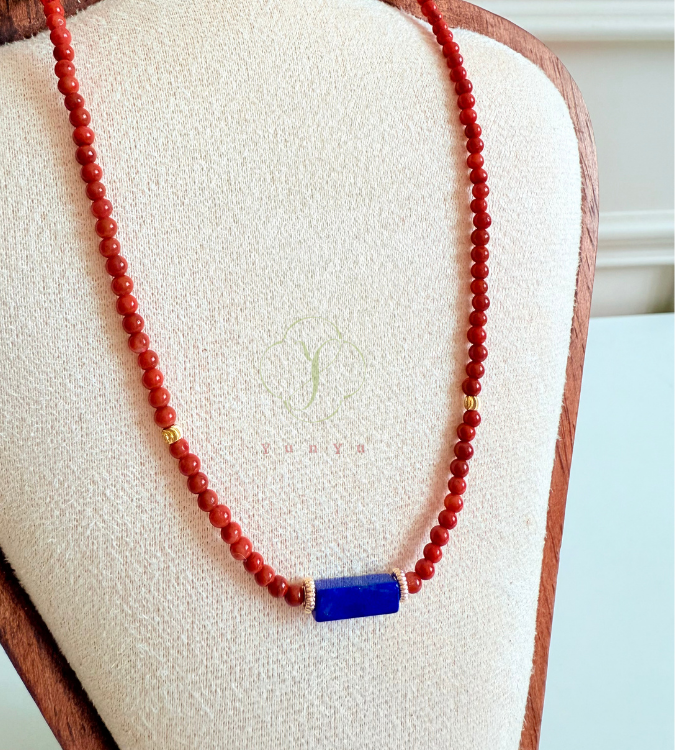 南紅小米珠項鏈(青金石)