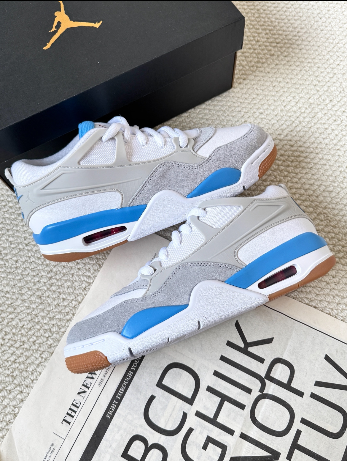 男鞋 NIKE AIR JORDAN 4 RM 'Neutral Grey' 灰水藍 麂皮 拼接 復古 籃球鞋【FQ7939-104】AJ4