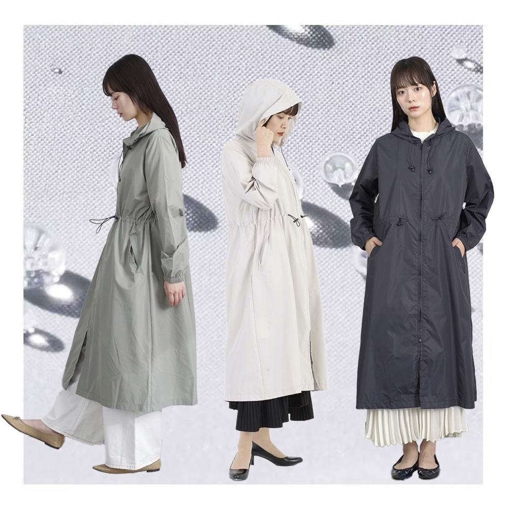 Nifty Colors｜日本Peach drop RAIN COAT 快速穿脫雨衣6043 卡其綠色