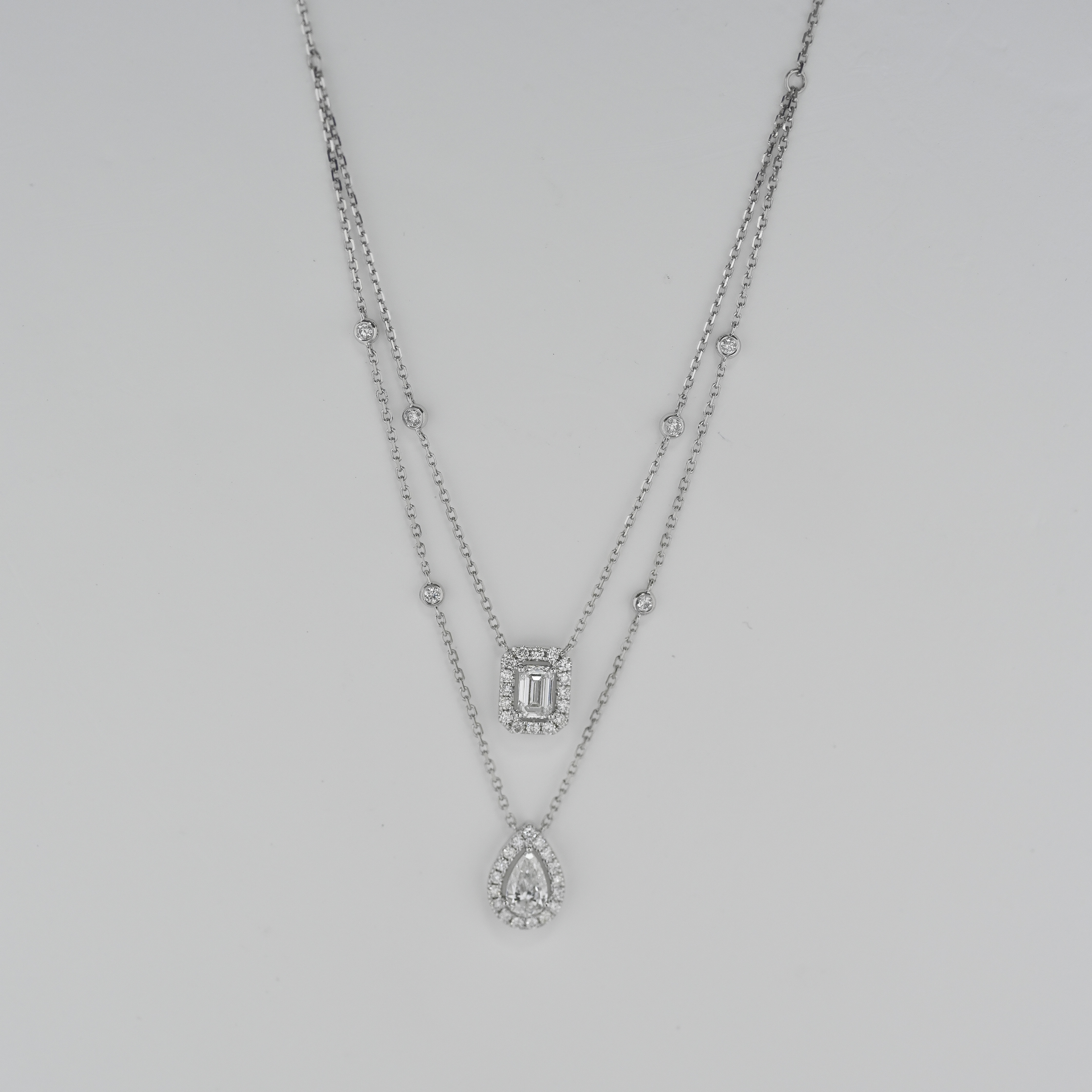 18k Two Layer Diamond necklace ( with GIA)