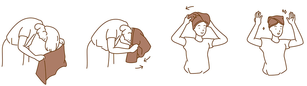 擦髮巾包髮教學