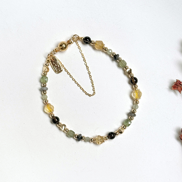 生日花 • 壹月拾壹 • 螺旋蘚苔 – 碧璽黃水晶 – 手鍊
