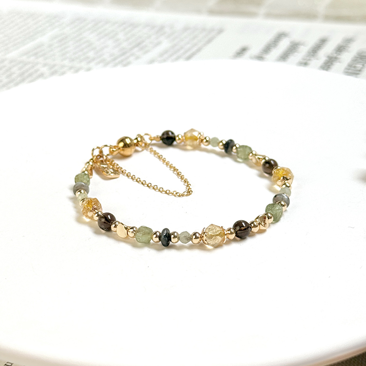 生日花 • 壹月拾壹 • 螺旋蘚苔 – 碧璽黃水晶 – 手鍊