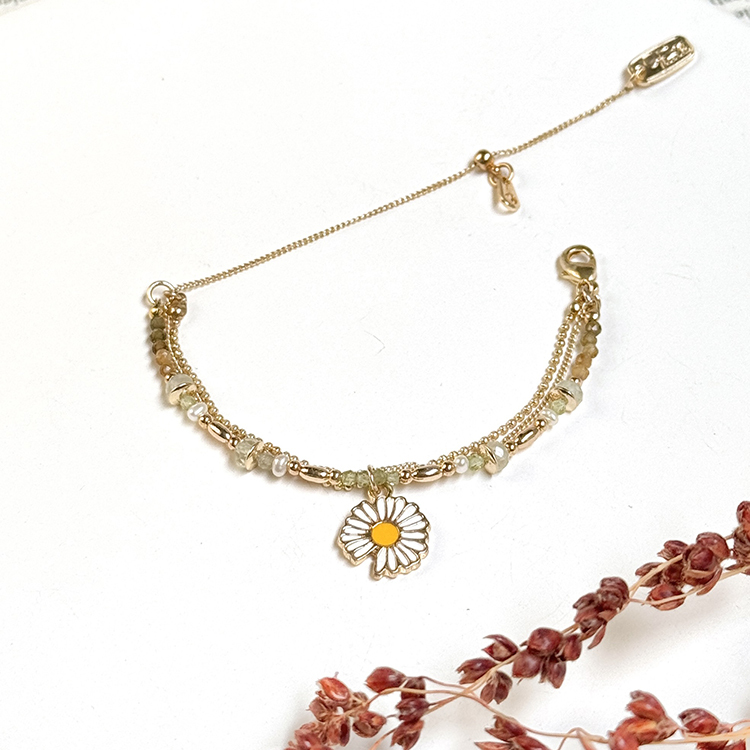 生日花 • 貳月貳貳 • 雛菊 – 葡萄橄欖石 – 手鍊