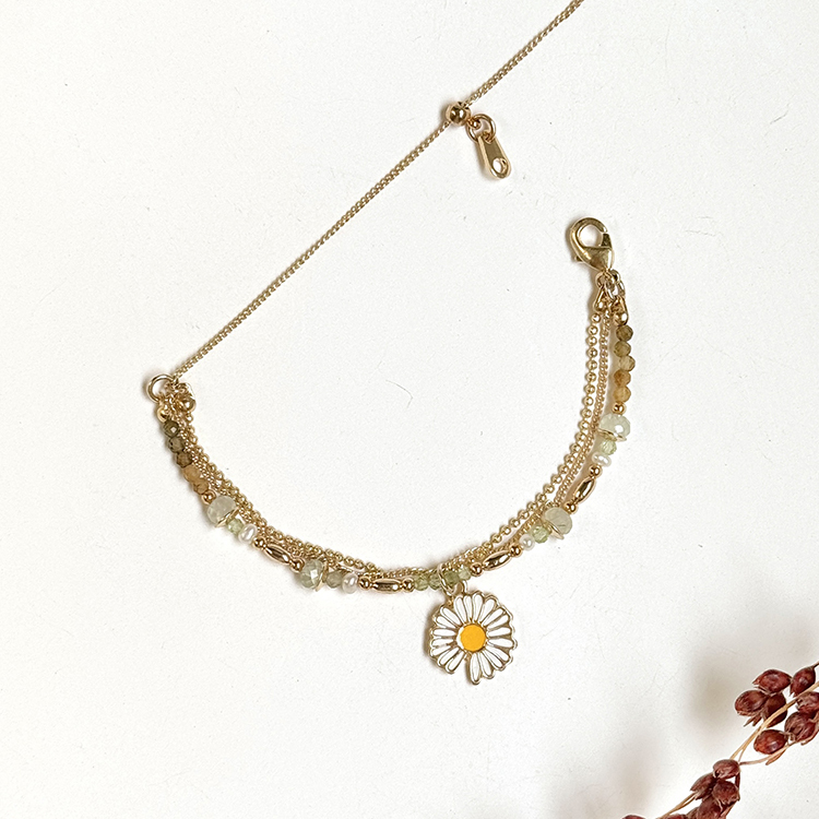 生日花 • 貳月貳貳 • 雛菊 – 葡萄橄欖石 – 手鍊