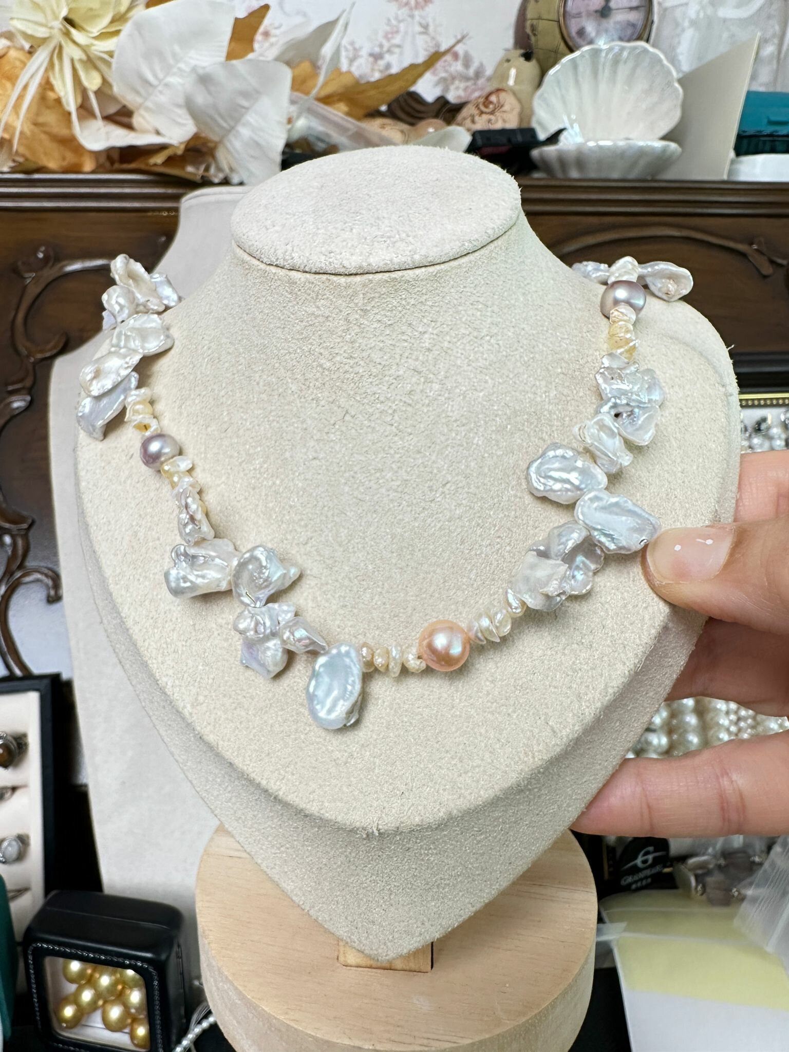 BB62 - 特價 天然巴洛克珍珠設計款頸鏈